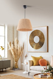 Candeeiro de Teto – 65 cm – Creme – Metal e Juta