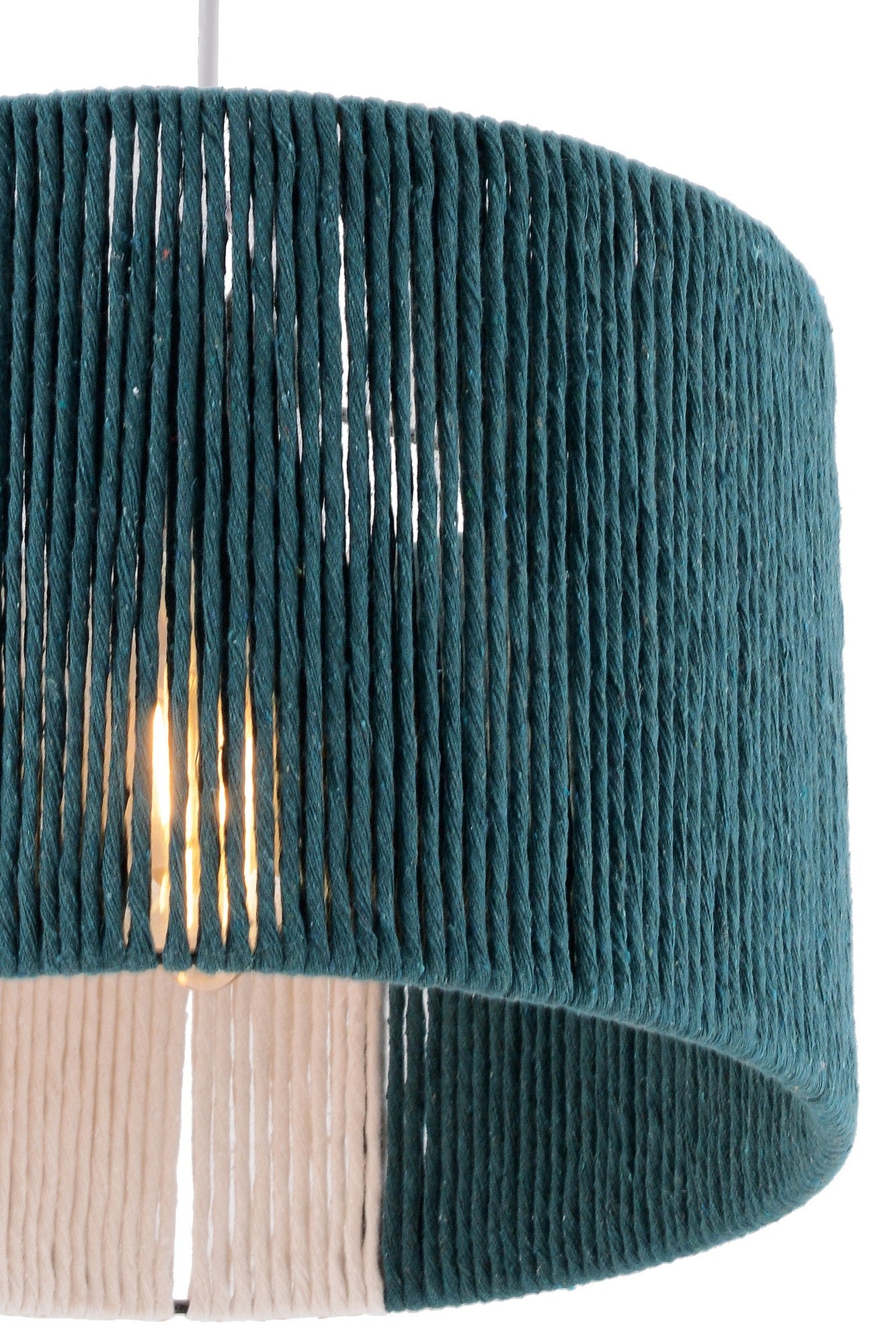 Candeeiro de Teto – 30 x 30 cm – Verde e Branco – Metal e Juta