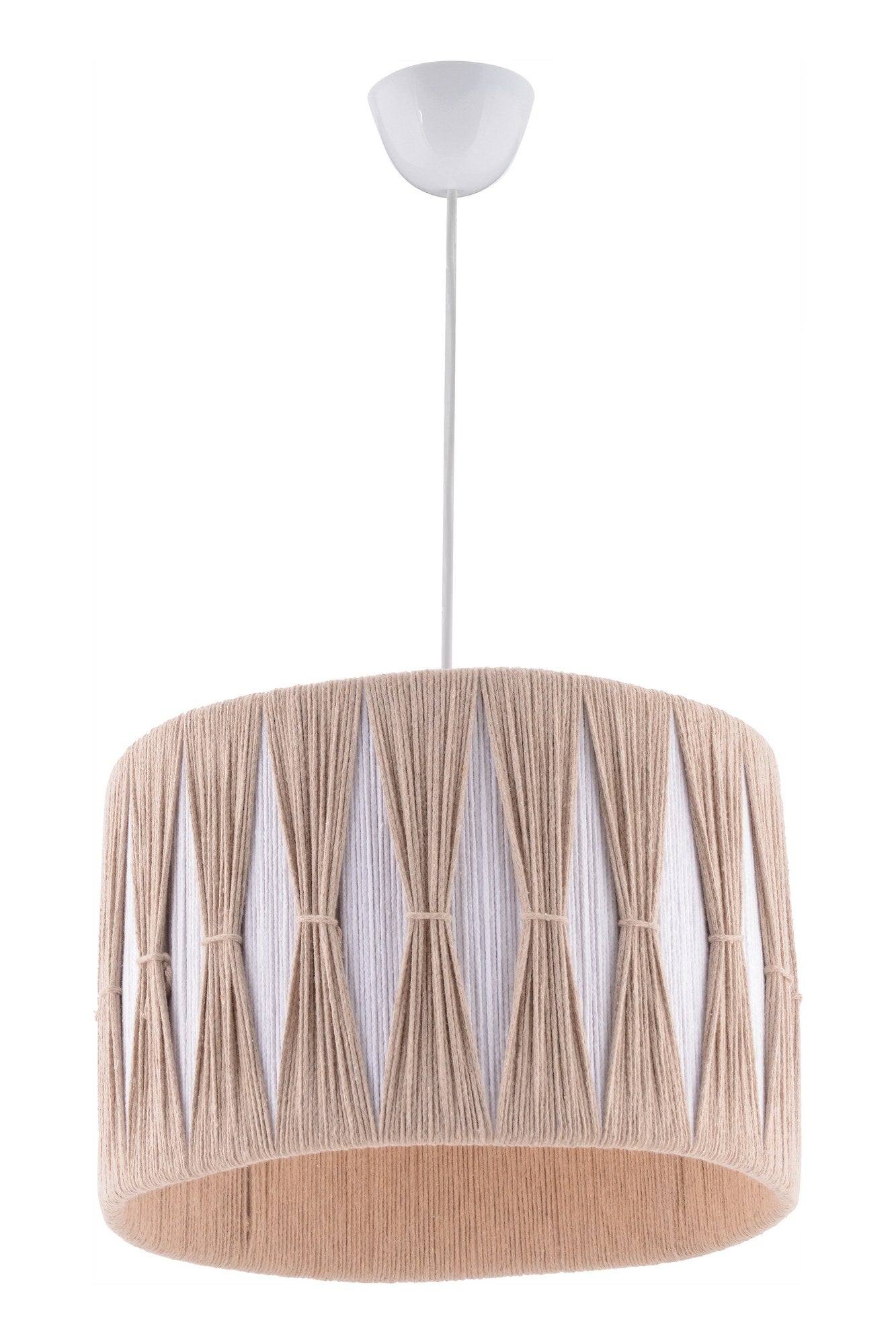 Candeeiro de Teto – 30x30 cm – Verde e Branco – Metal e Juta