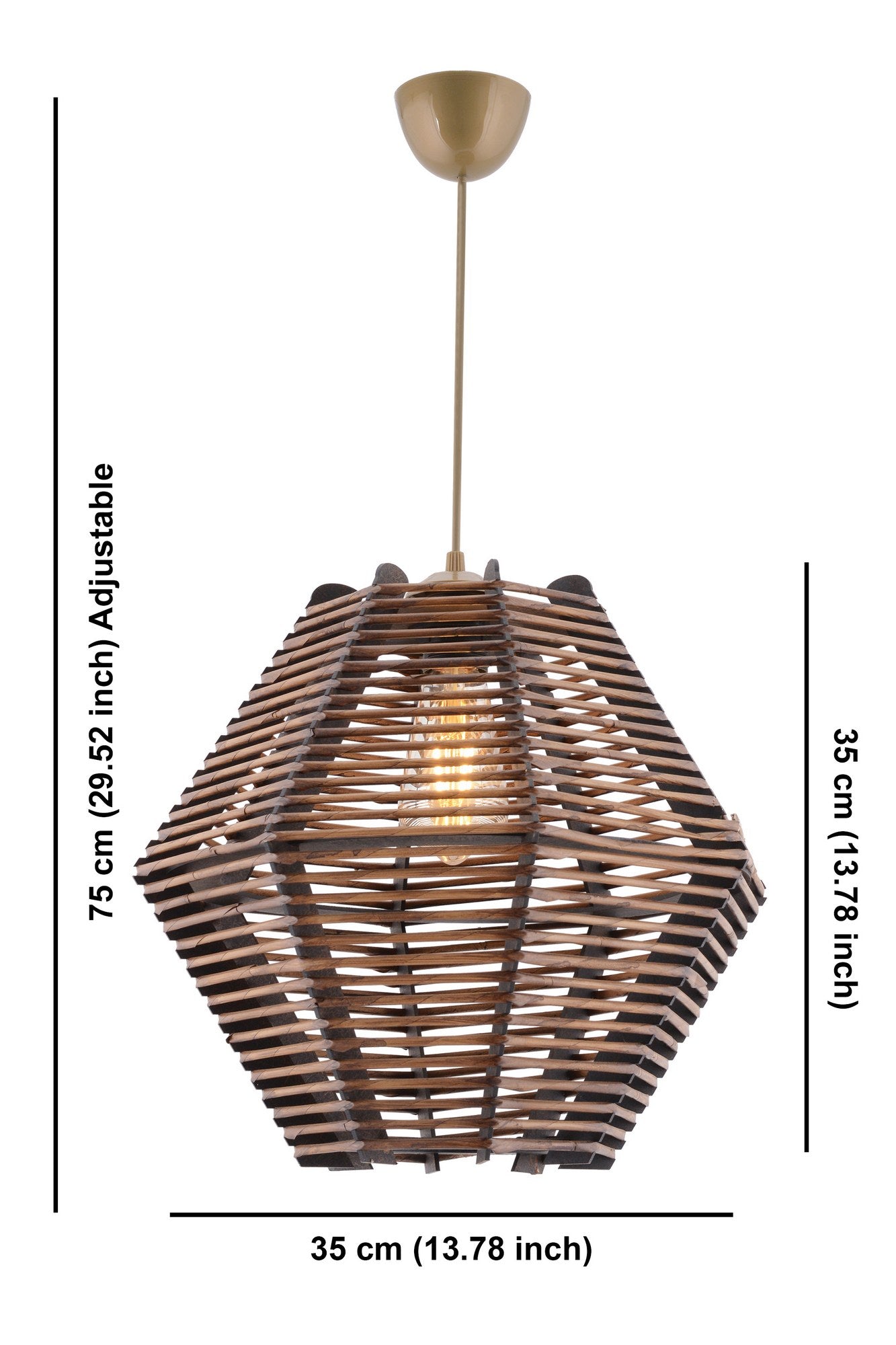 Candeeiro de Teto em Madeira – 75 cm – Marrom