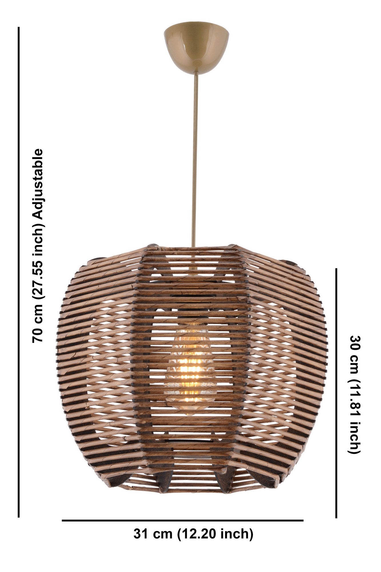 Candeeiro de Teto – 70 cm – Marrom – Madeira