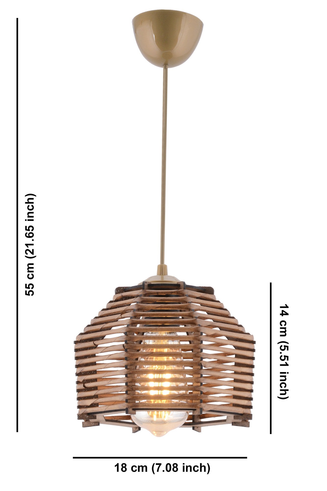 Candeeiro de Teto – 55 cm – Marrom – Madeira