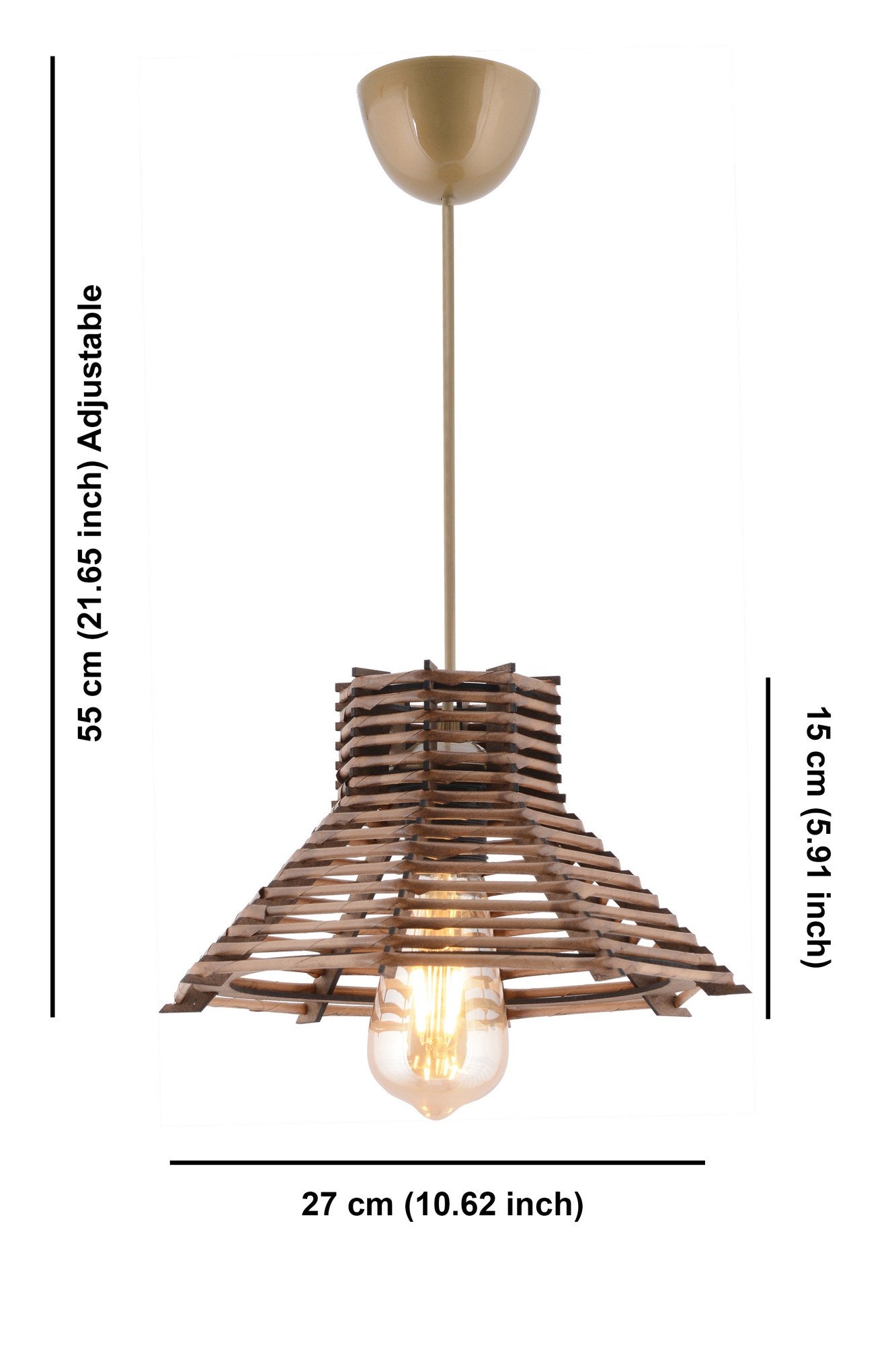 Candeeiro de Teto – 55 cm – Marrom – Madeira