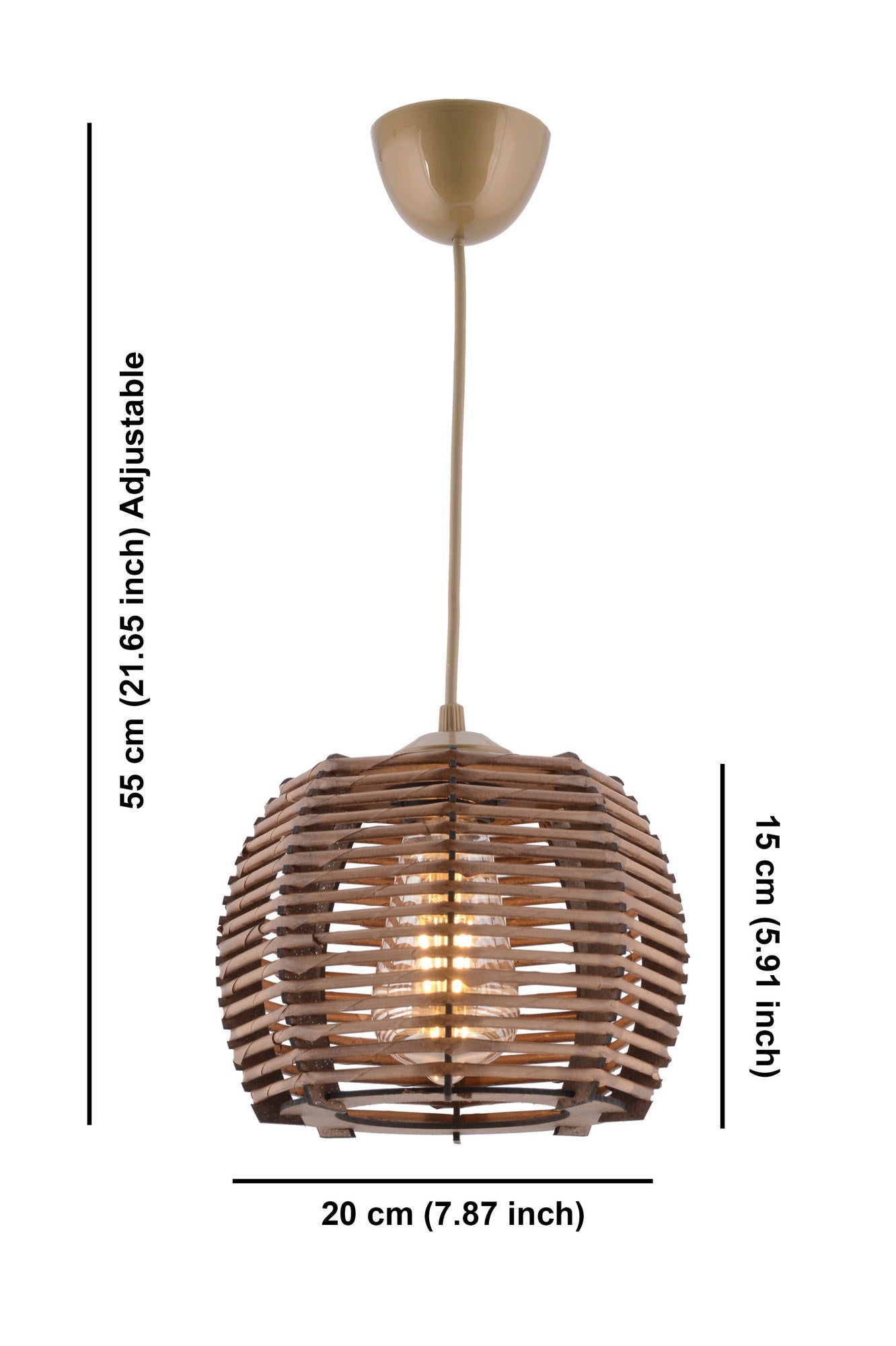 Candeeiro de Teto de Madeira – 55 cm – Marrom