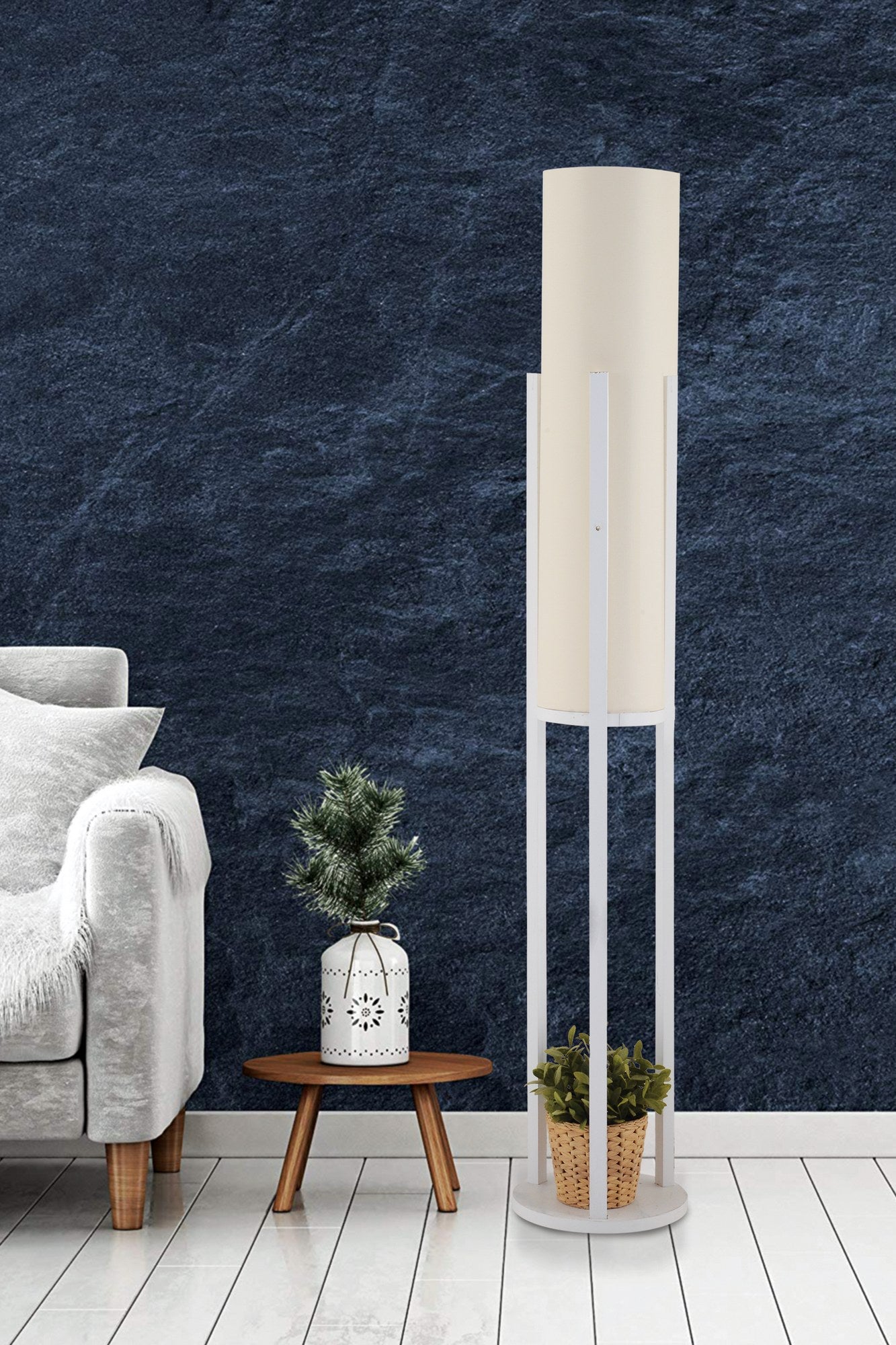 Candeeiro de Pé – 135 cm – Branco – Aglomerado e MDF