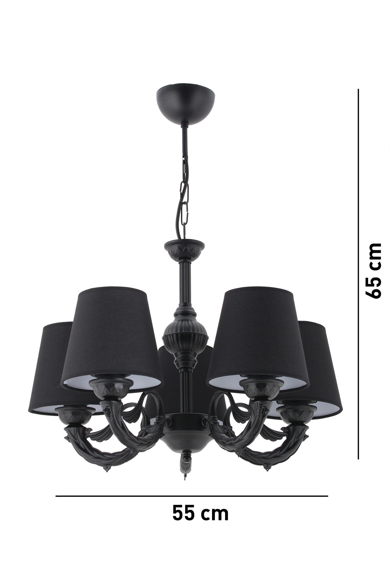 Candeeiro de Teto – 65 cm – Preto – Metal