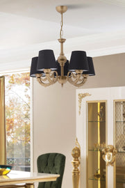 Candeeiro de Teto – 65 cm – Preto e Dourado – Metálico