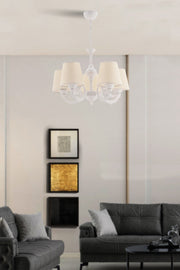 Candeeiro de Teto – 65 cm – Creme e Branco – Metálico