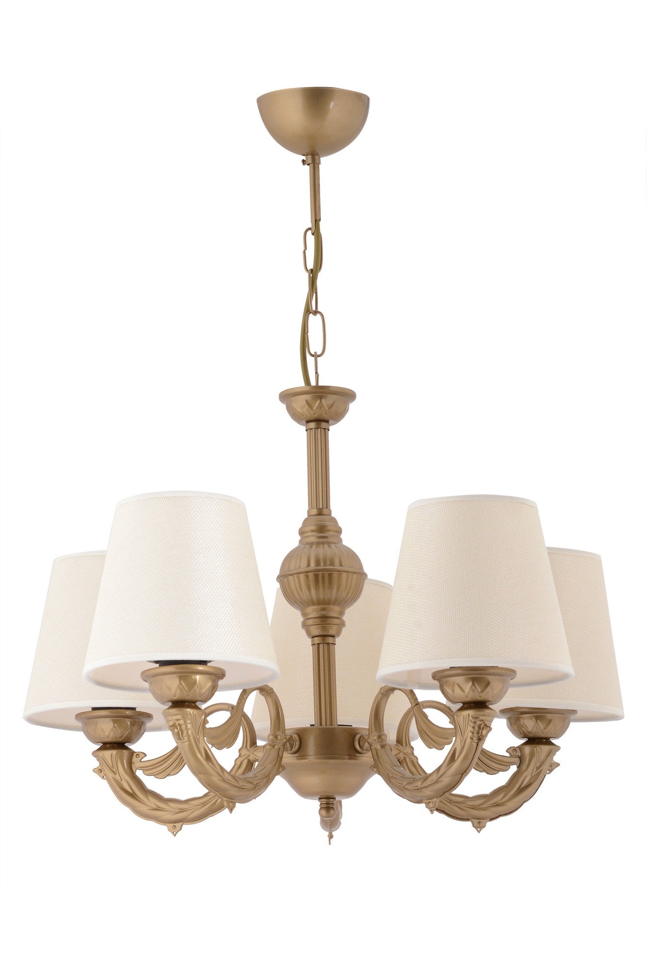 Candeeiro de Teto – 65 cm x 55 cm – Creme e Ouro – Metálico