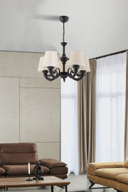 Candeeiro de Teto – 65 cm x 55 cm – Creme e Preto – Metal e PVC