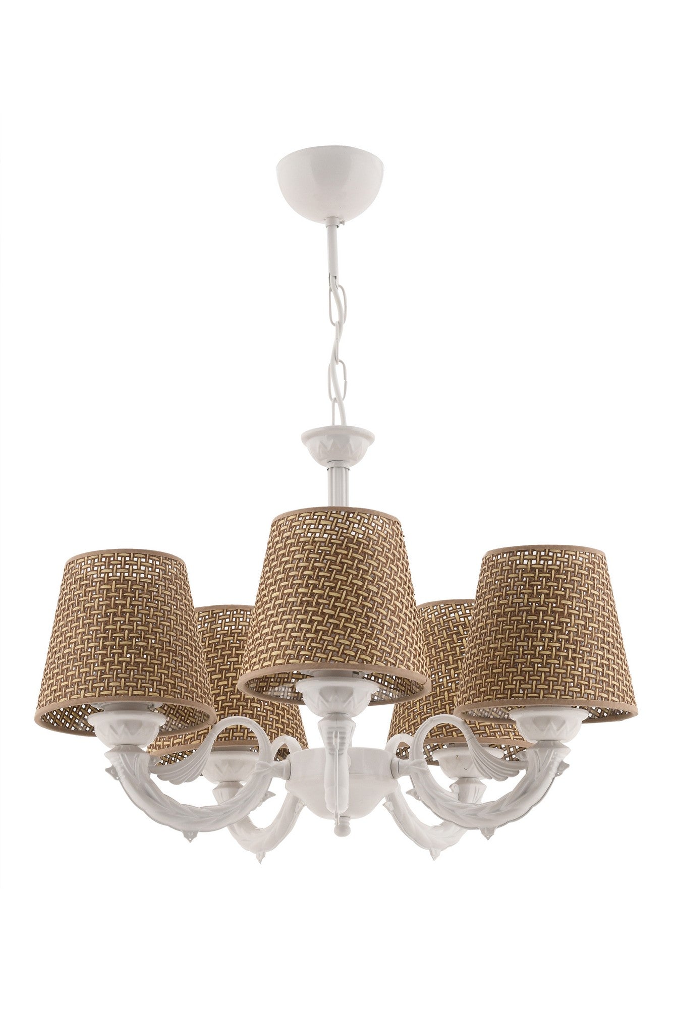 Candeeiro de Teto – 65 cm – Natural e Branco – Metal