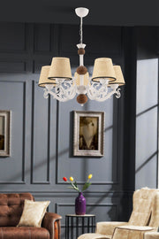 Candeeiro de Teto – 65 cm – Branco e creme – Metal