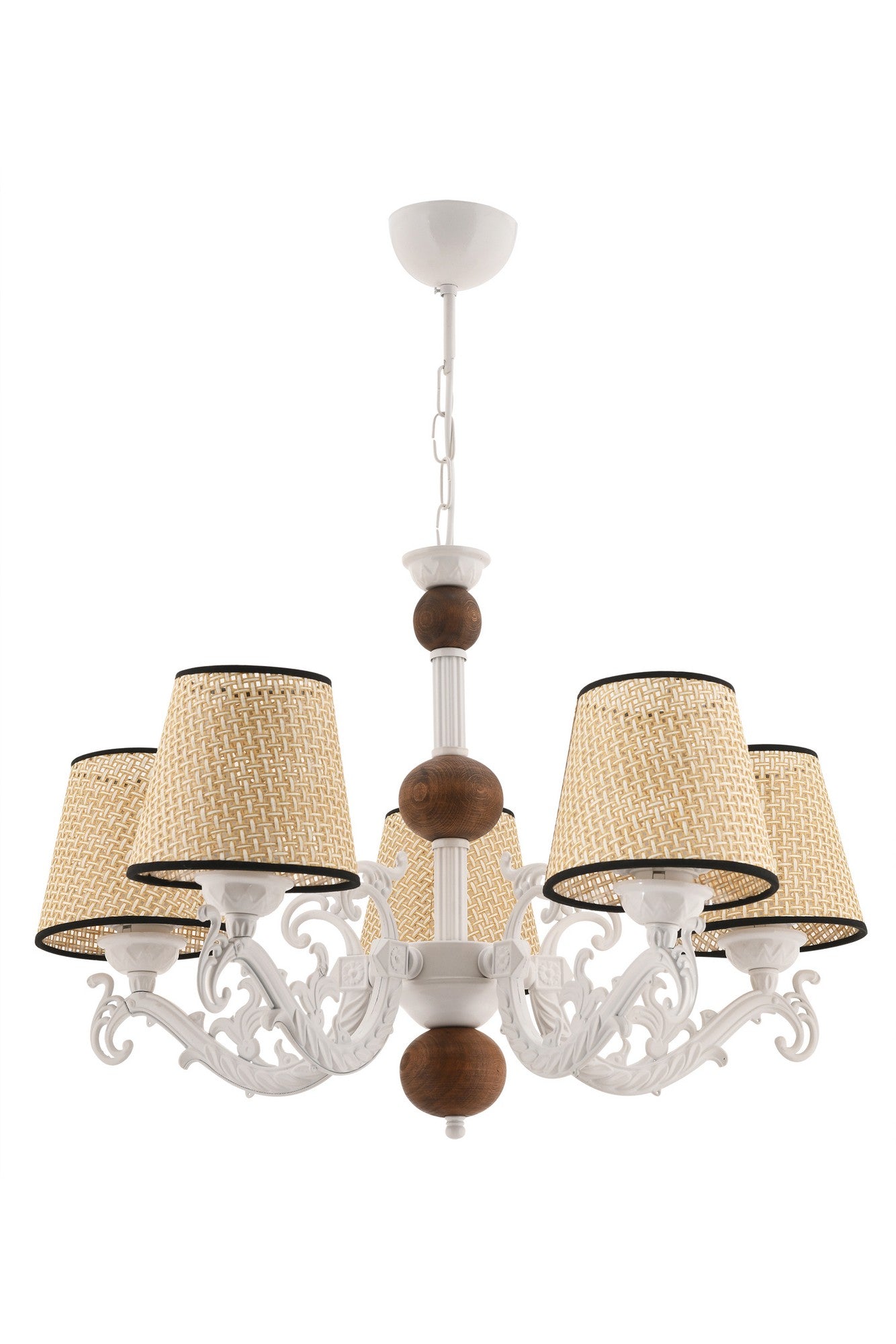 Candeeiro de Teto – 65 cm – Branco e creme – Metal