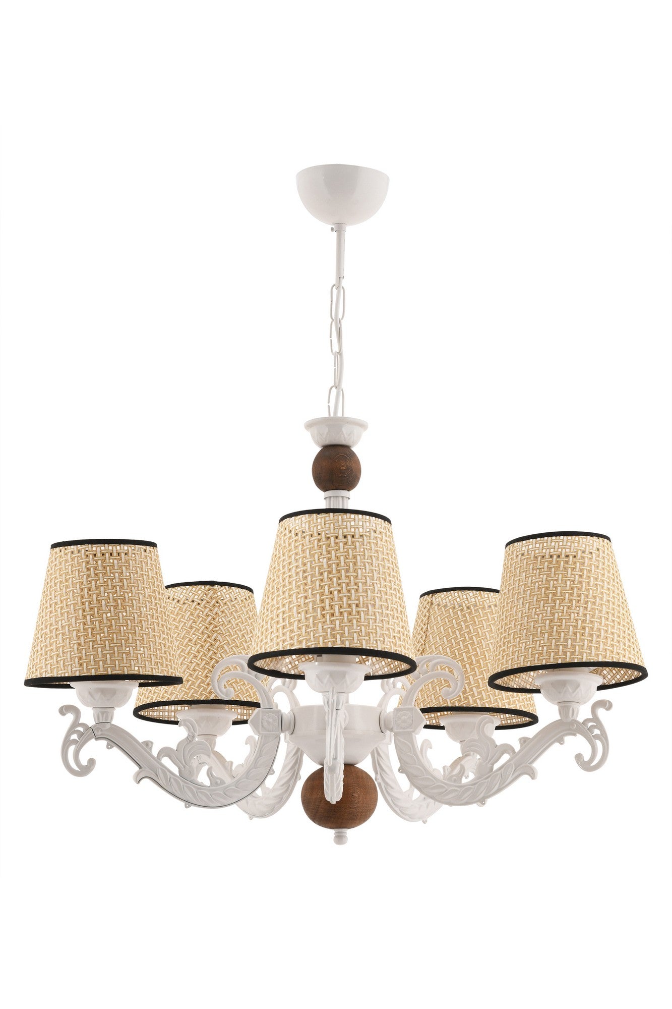 Candeeiro de Teto – 65 cm – Branco e creme – Metal