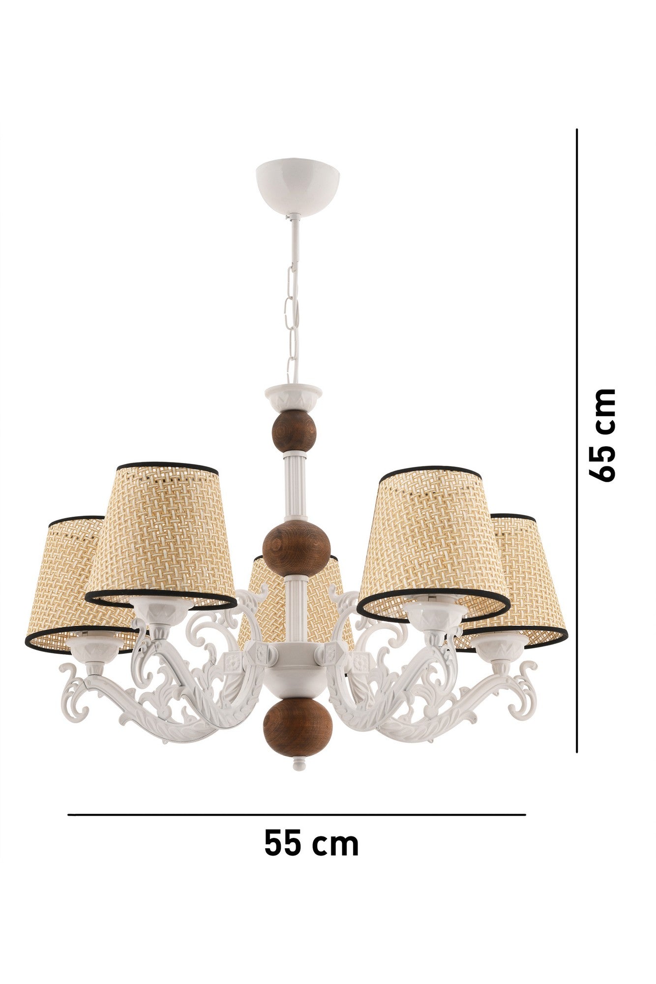 Candeeiro de Teto – 65 cm – Branco e creme – Metal