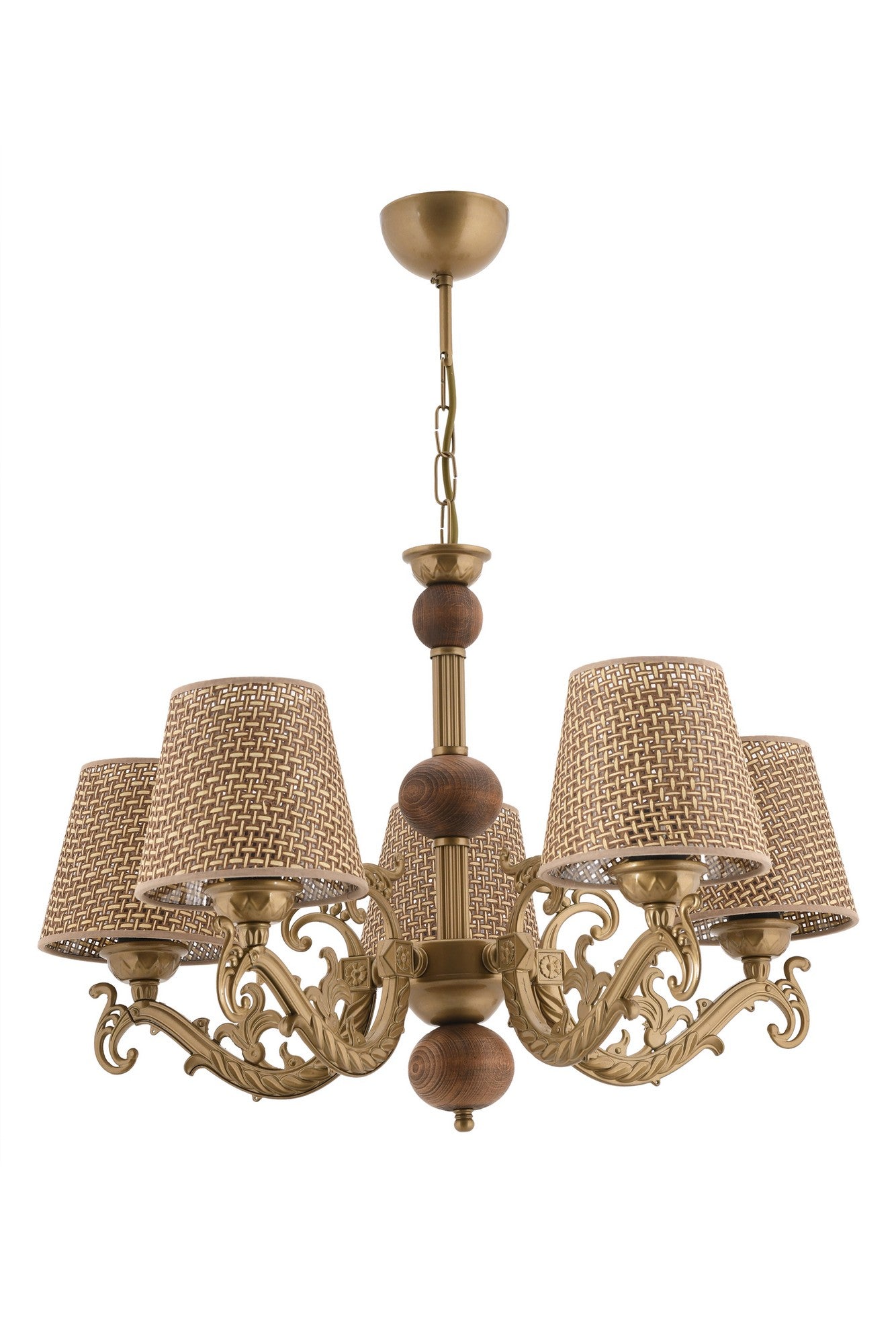 Candeeiro de Teto – 65 cm – Dourado, Branco, Natural – Metal