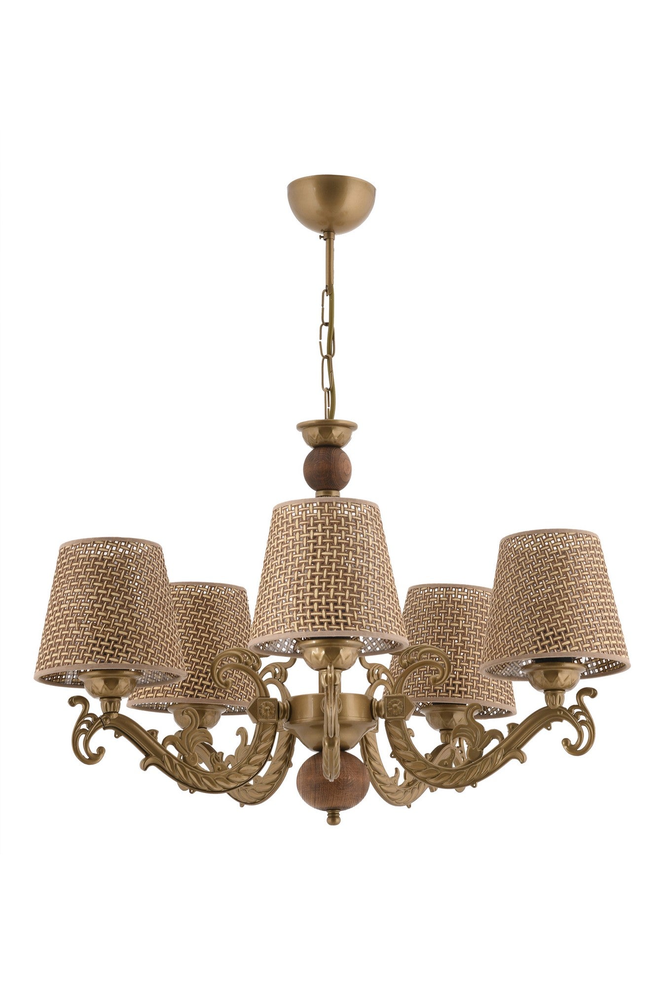 Candeeiro de Teto – 65 cm – Dourado, Branco, Natural – Metal
