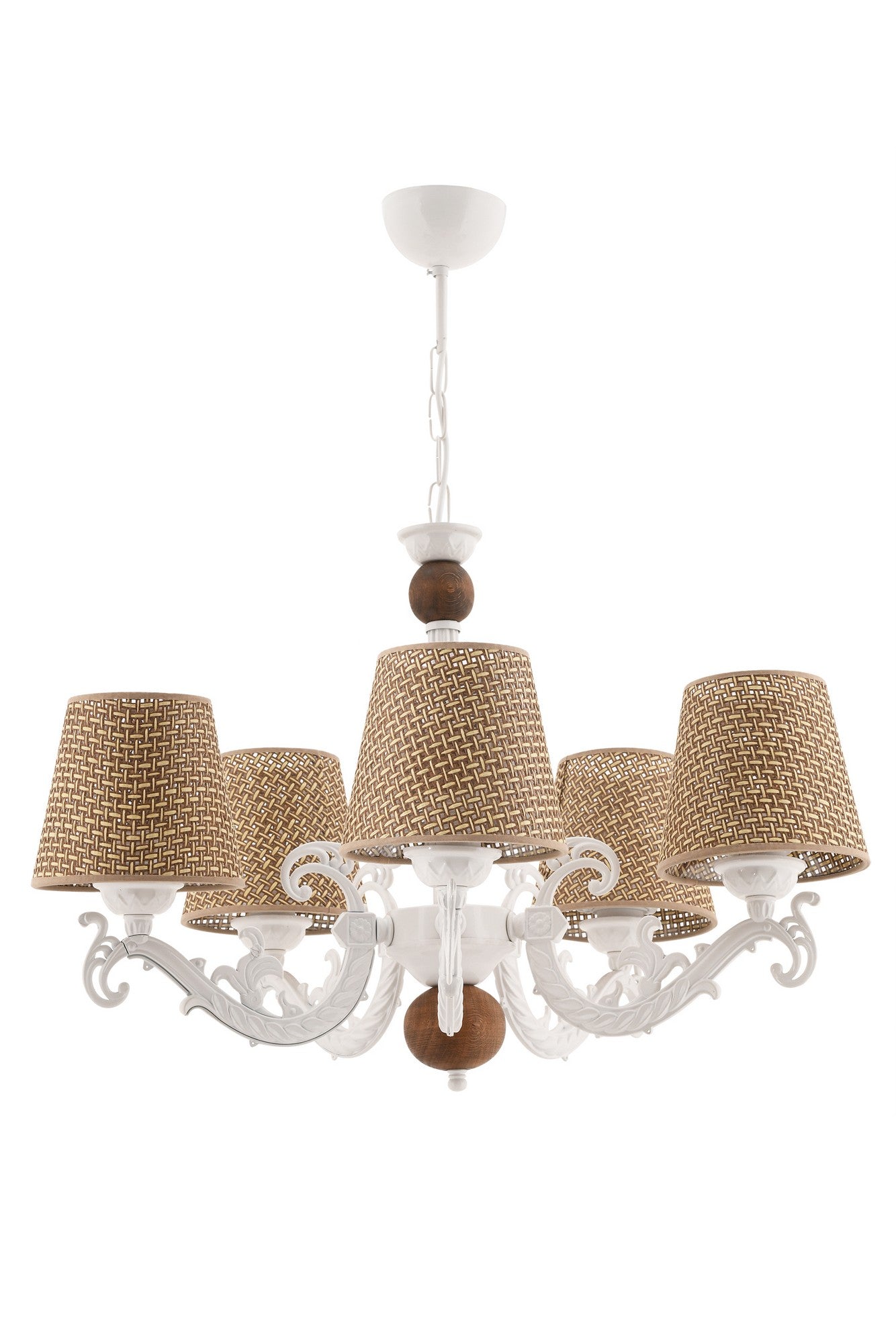 Candeeiro de Teto – 65 cm – Branco e Natural – Metal