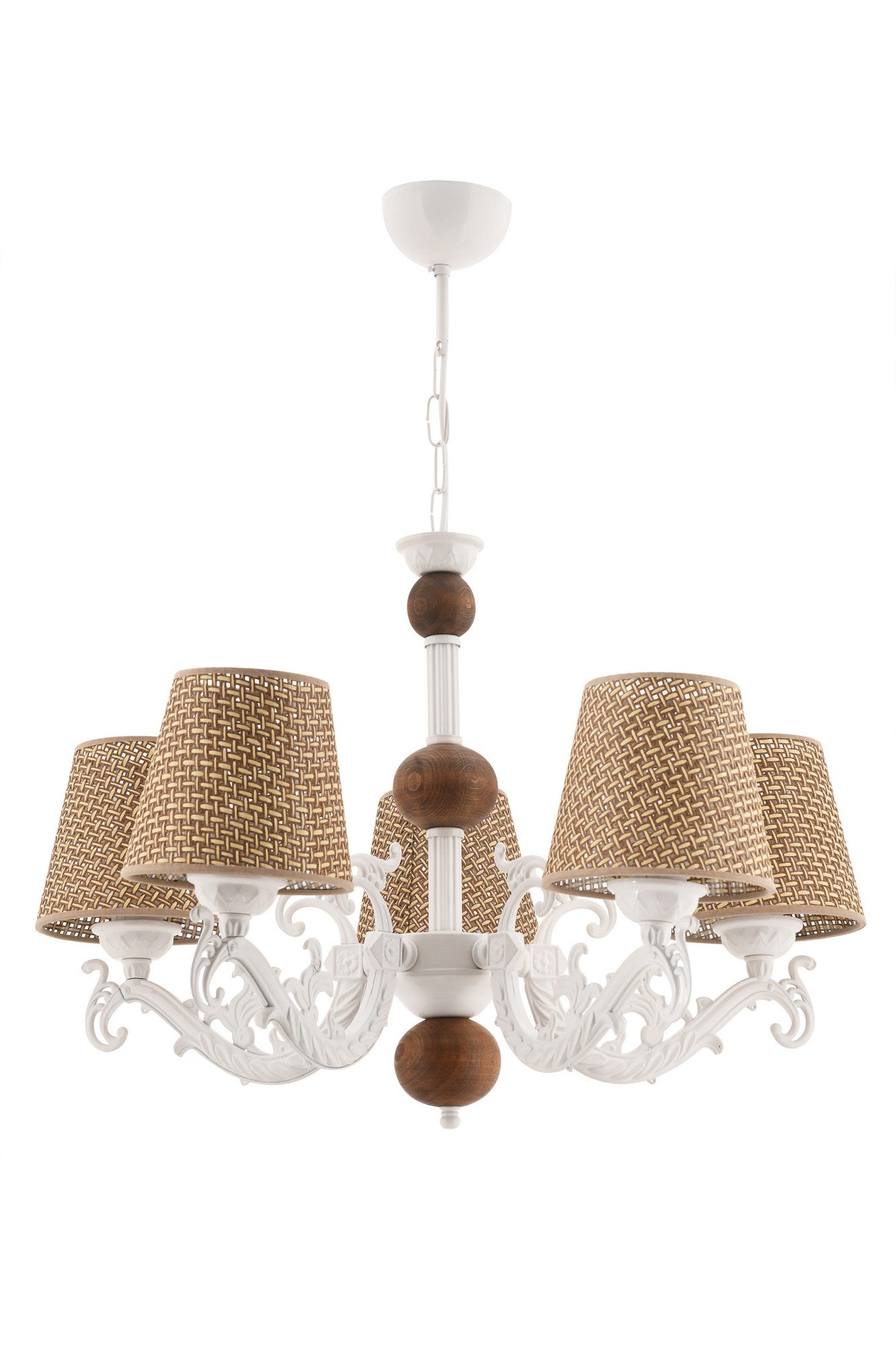 Candeeiro de Teto – 65 cm – Branco e Natural – Metal