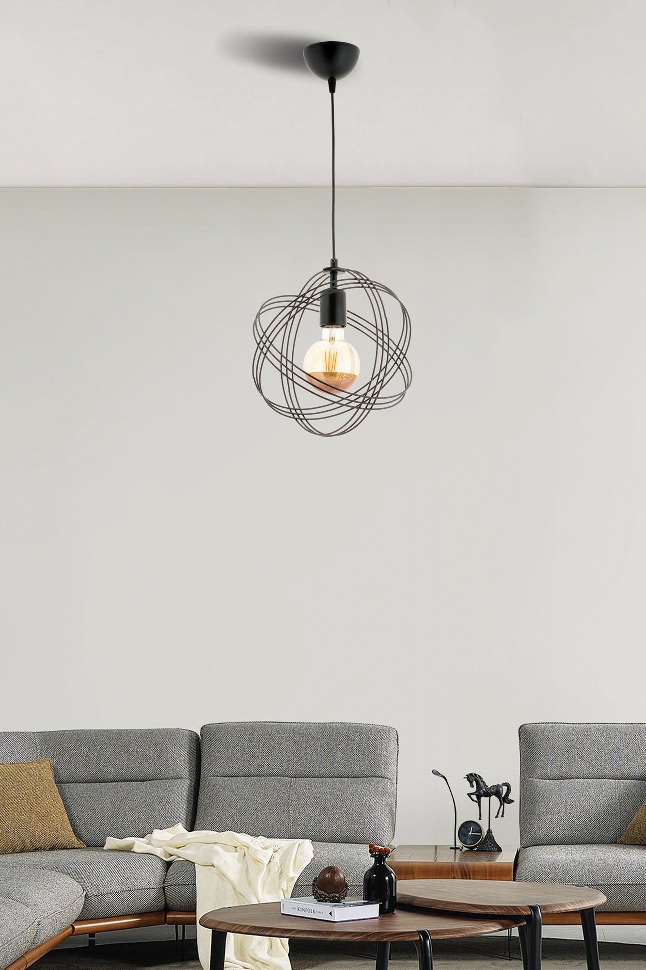 Candeeiro de Teto – 60 cm – Preto – Metálico