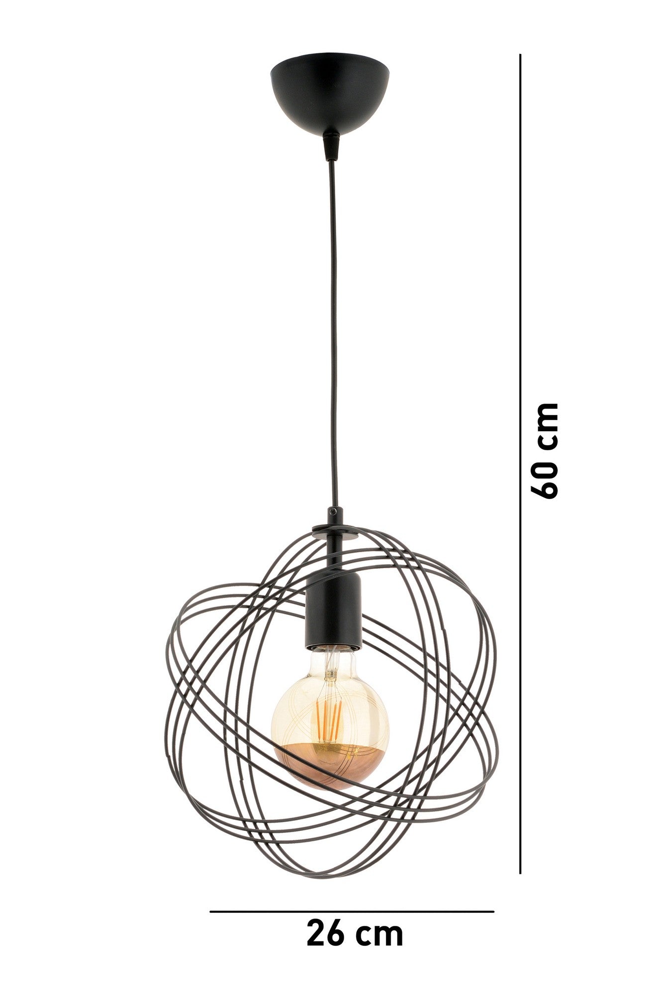 Candeeiro de Teto – 60 cm – Preto – Metálico