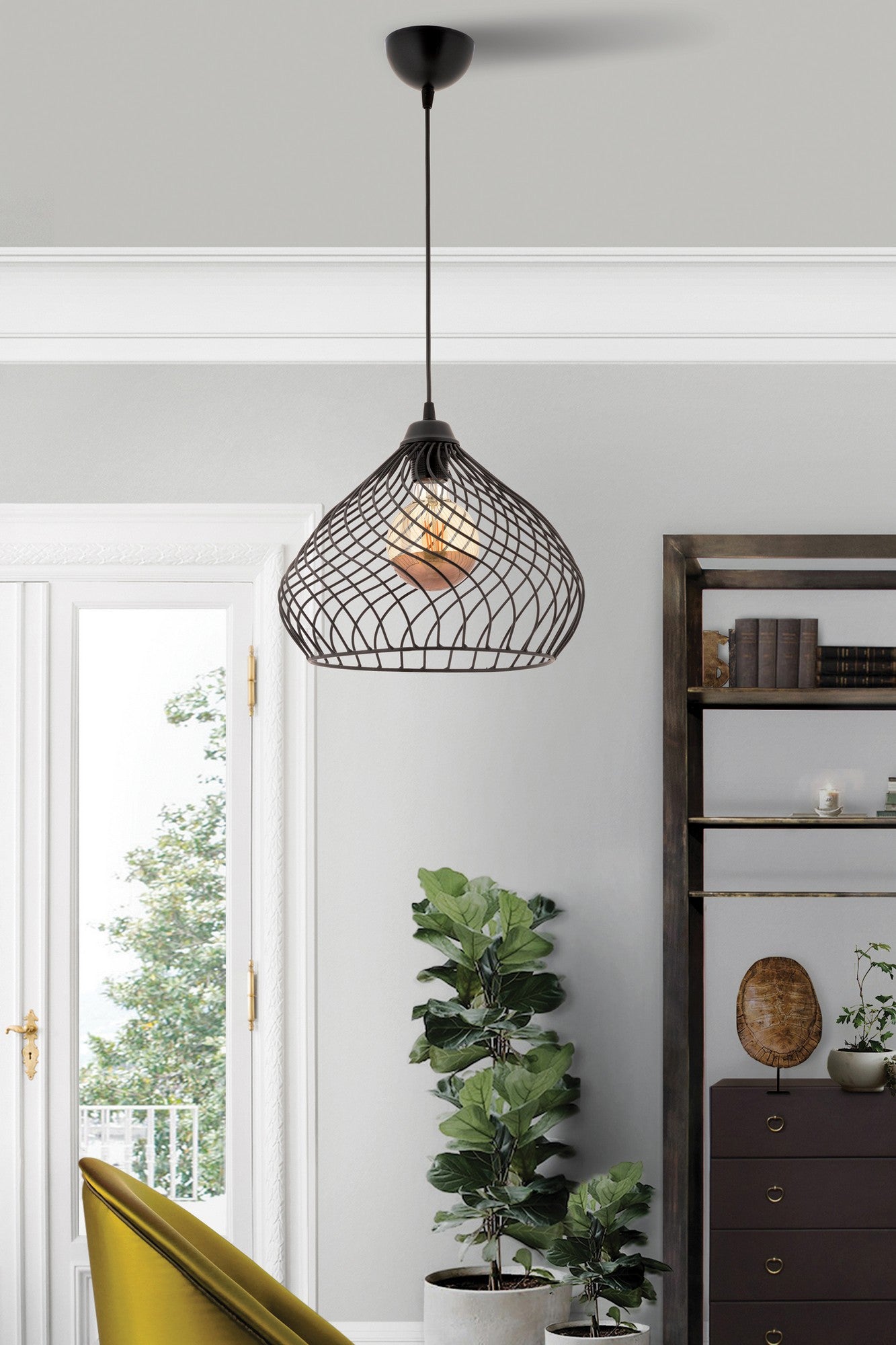 Candeeiro de Teto – 60 cm – Preto – Metálico