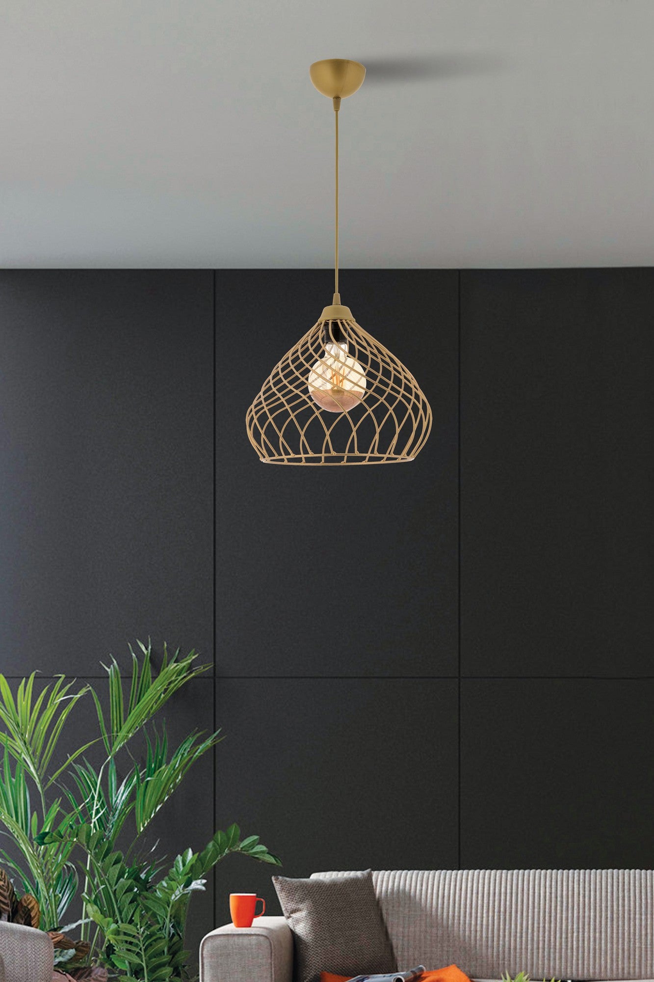 Candeeiro de Teto - 60 cm - Dourado - Metal