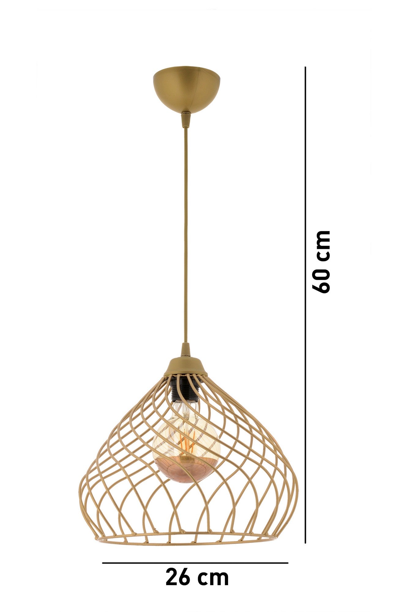 Candeeiro de Teto - 60 cm - Dourado - Metal