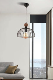 Candeeiro de Teto – 60 cm – Preto e Natural – Metálico