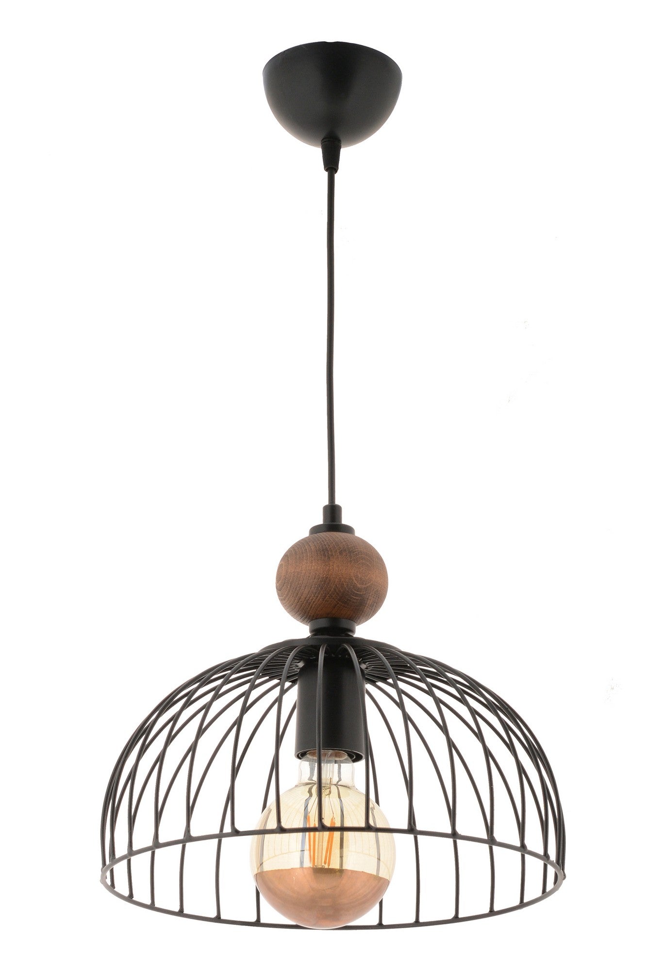 Candeeiro de Teto – 60 cm – Preto e Natural – Metálico