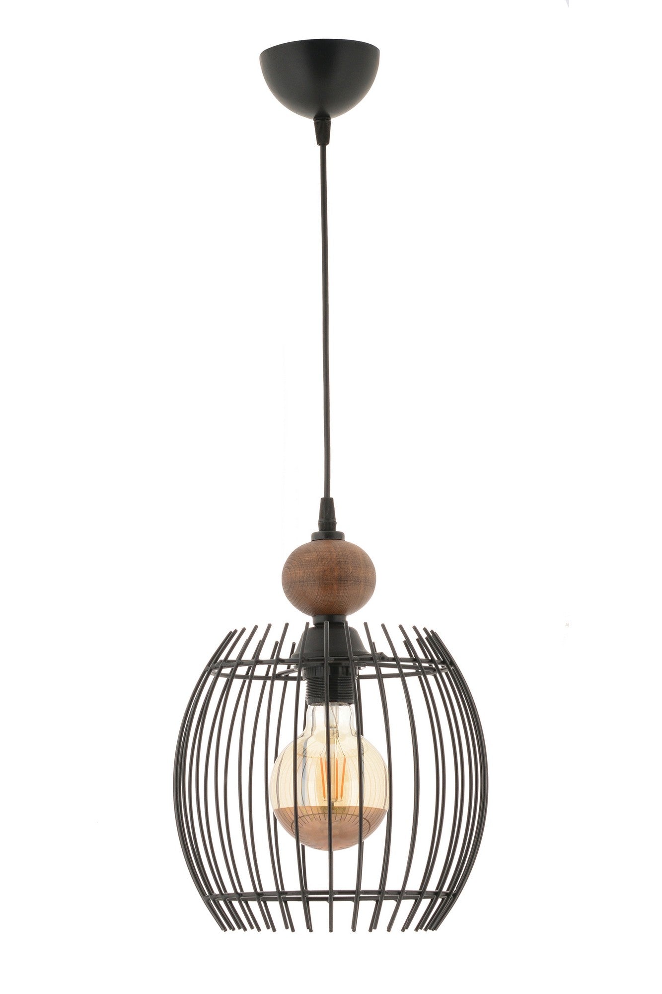 Candeeiro de Teto – 26 cm – Preto e Natural – Metálico