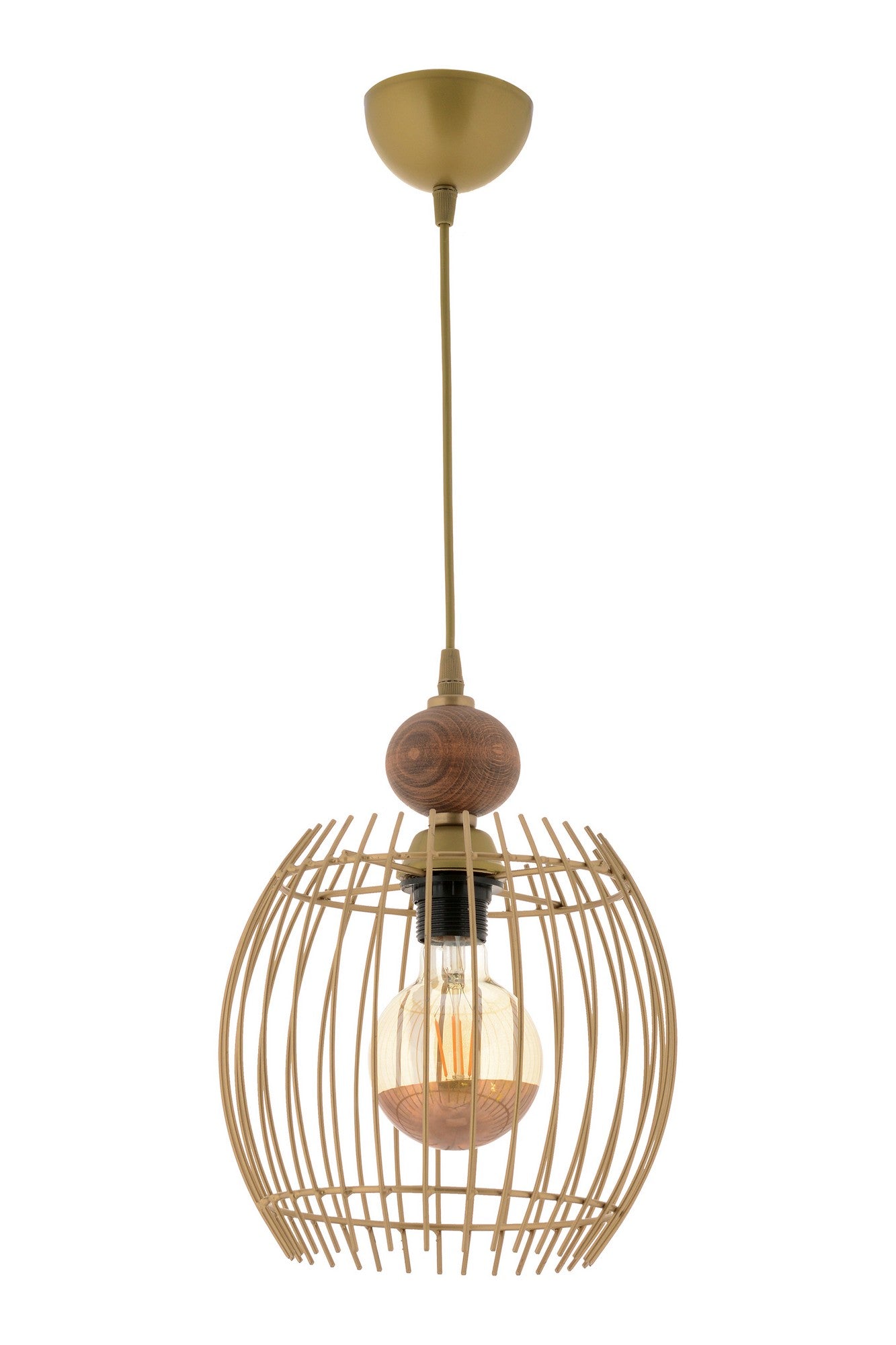 Candeeiro de Teto – 60 cm – Dourado e Natural – Metal