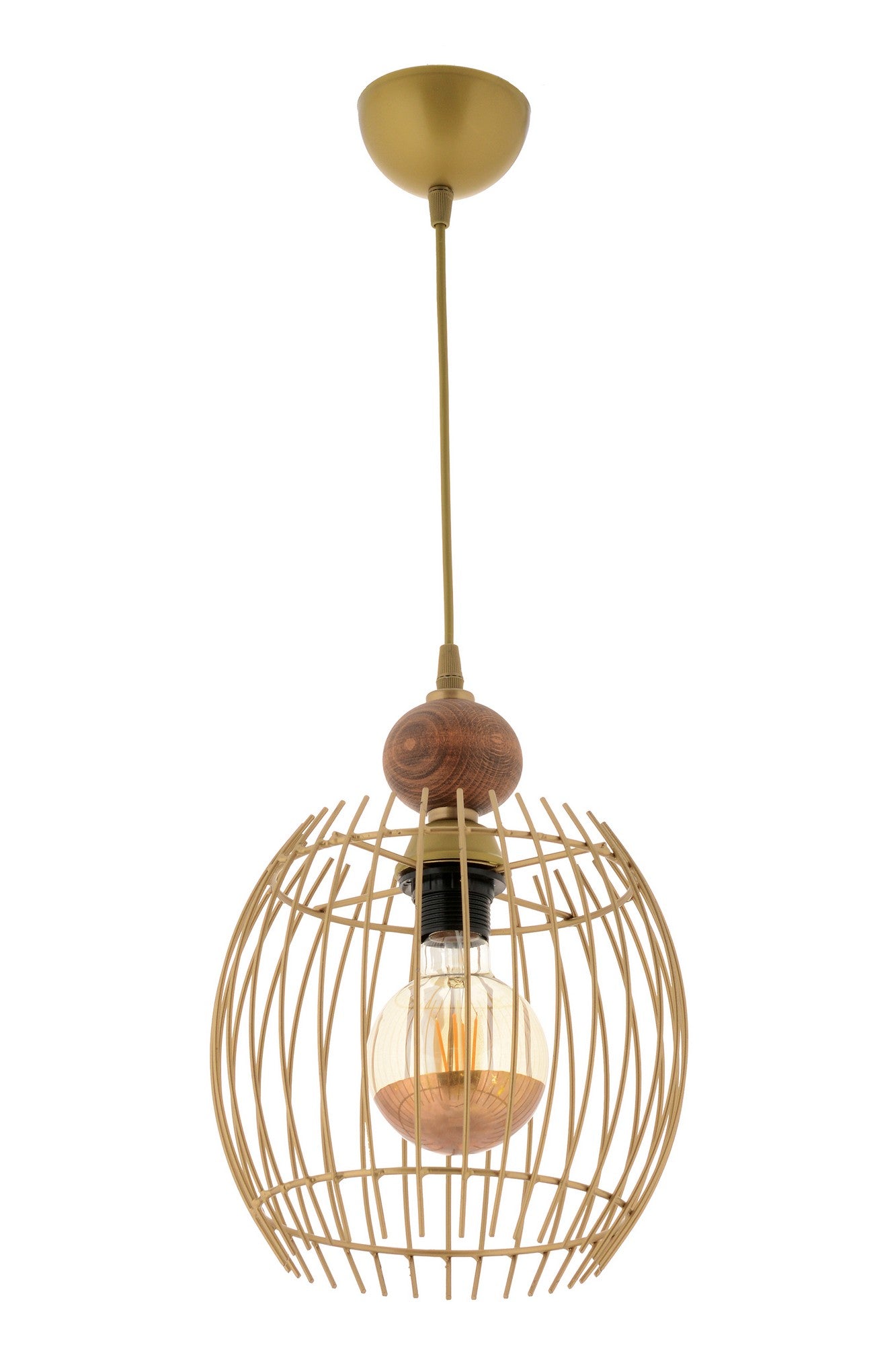 Candeeiro de Teto – 60 cm – Dourado e Natural – Metal