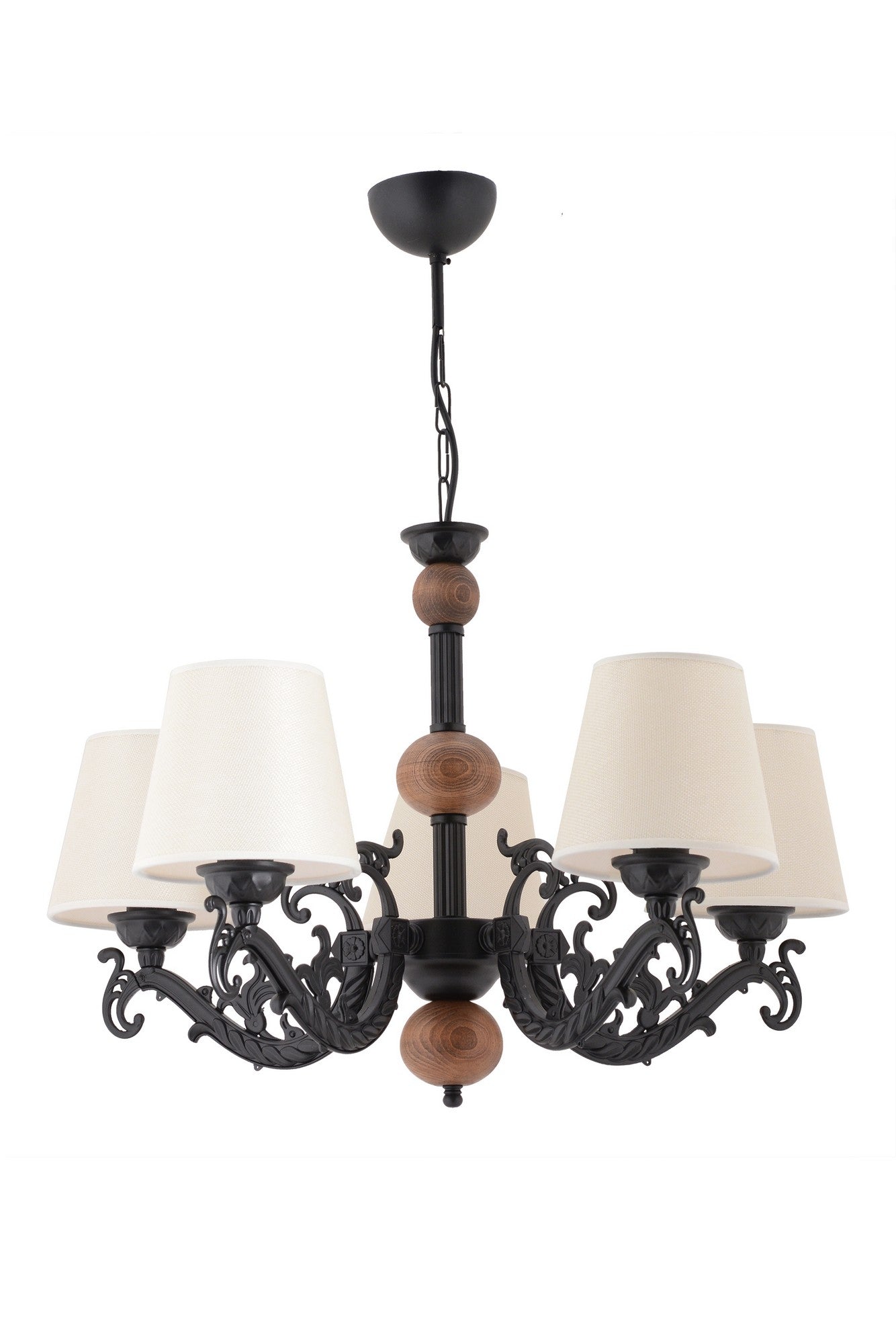Candeeiro de Teto – 65 cm – Branco, Preto, Castanho – Metal com PVC
