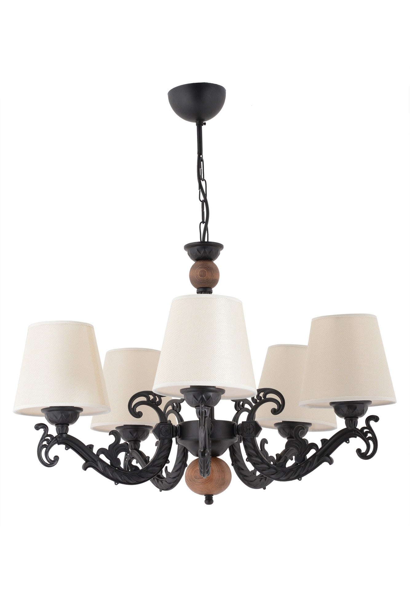 Candeeiro de Teto – 65 cm – Branco, Preto, Castanho – Metal com PVC