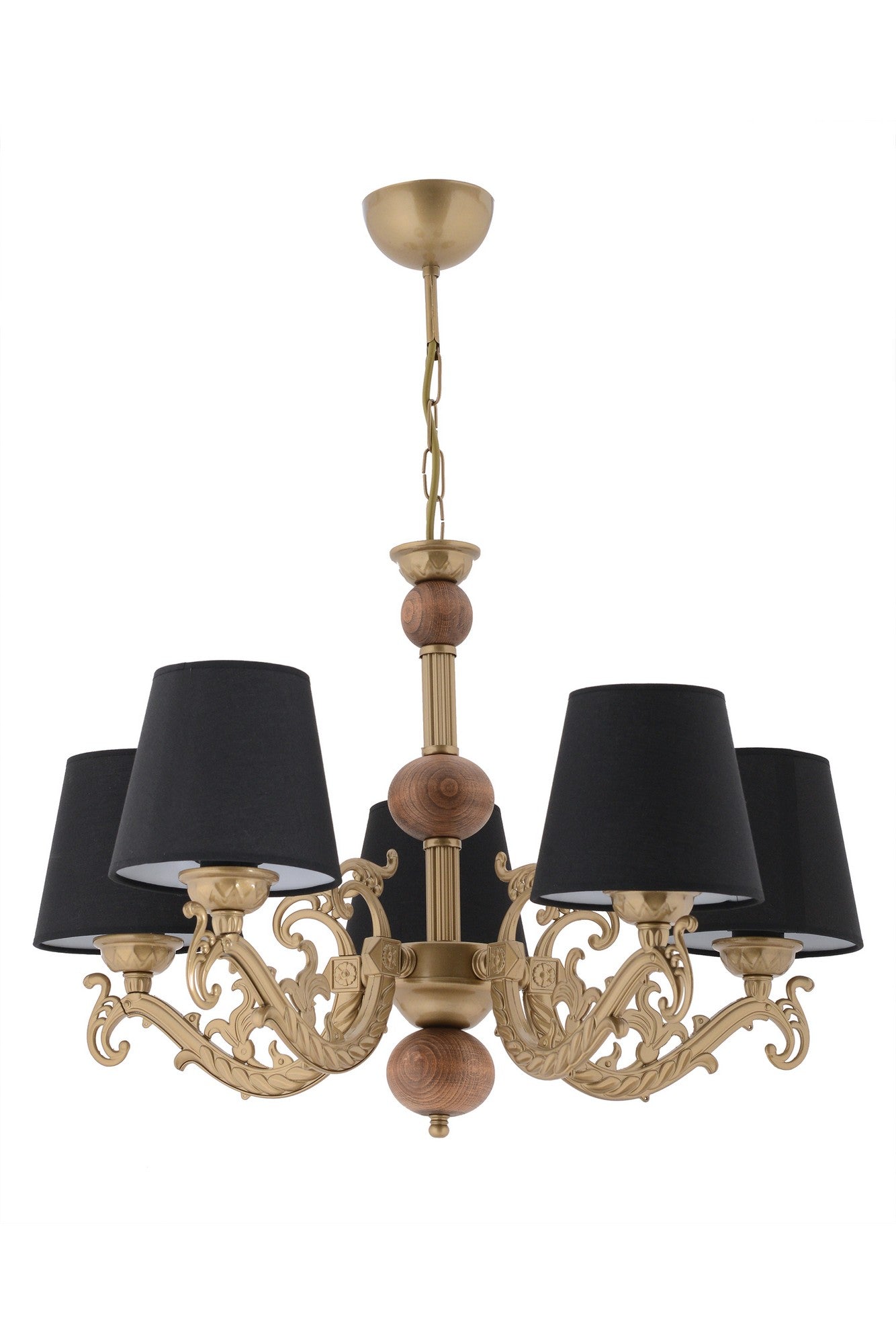 Candeeiro de Teto – 65 cm x 55 cm – Preto, Dourado, Marrom – Metal