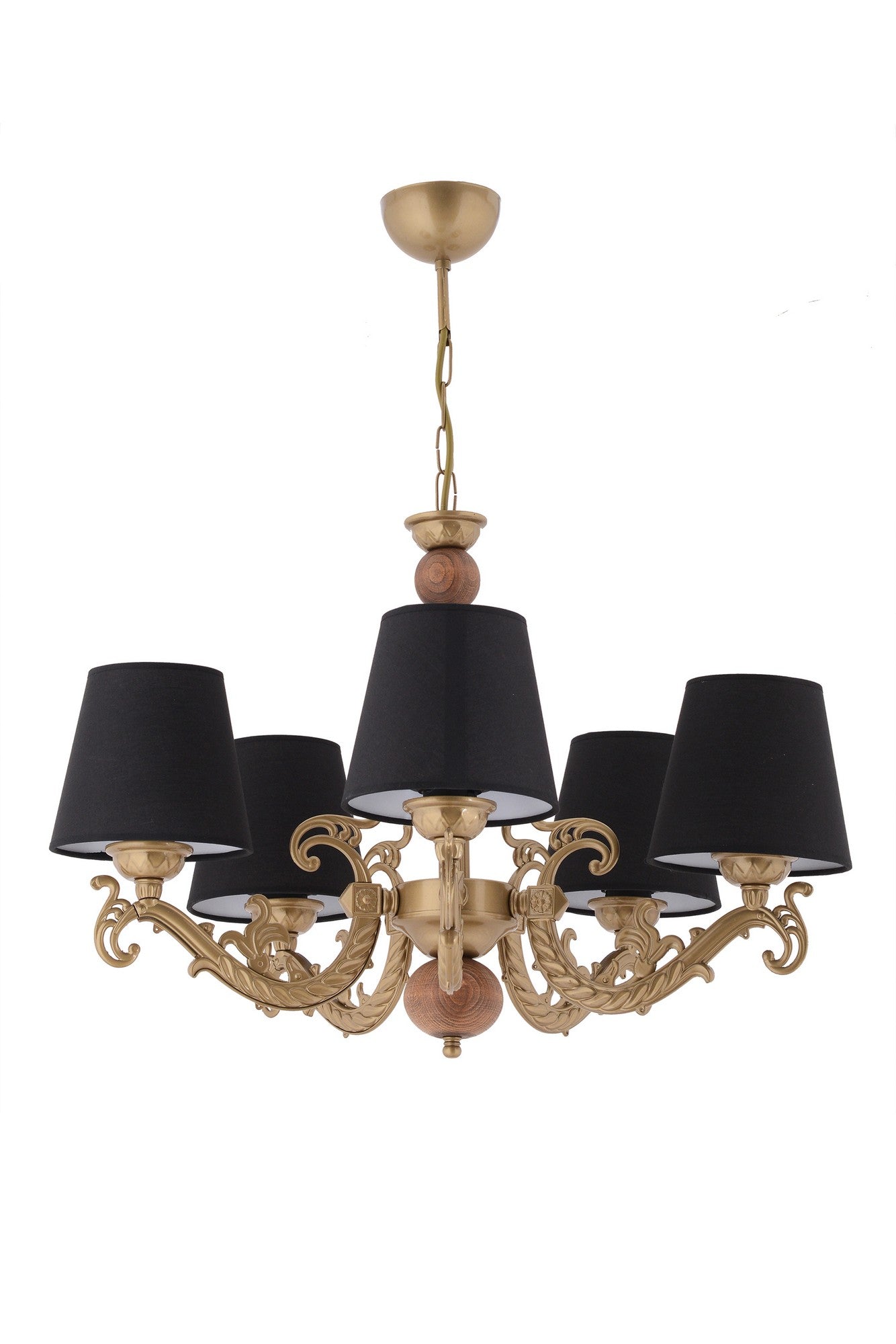 Candeeiro de Teto – 65 cm x 55 cm – Preto, Dourado, Marrom – Metal