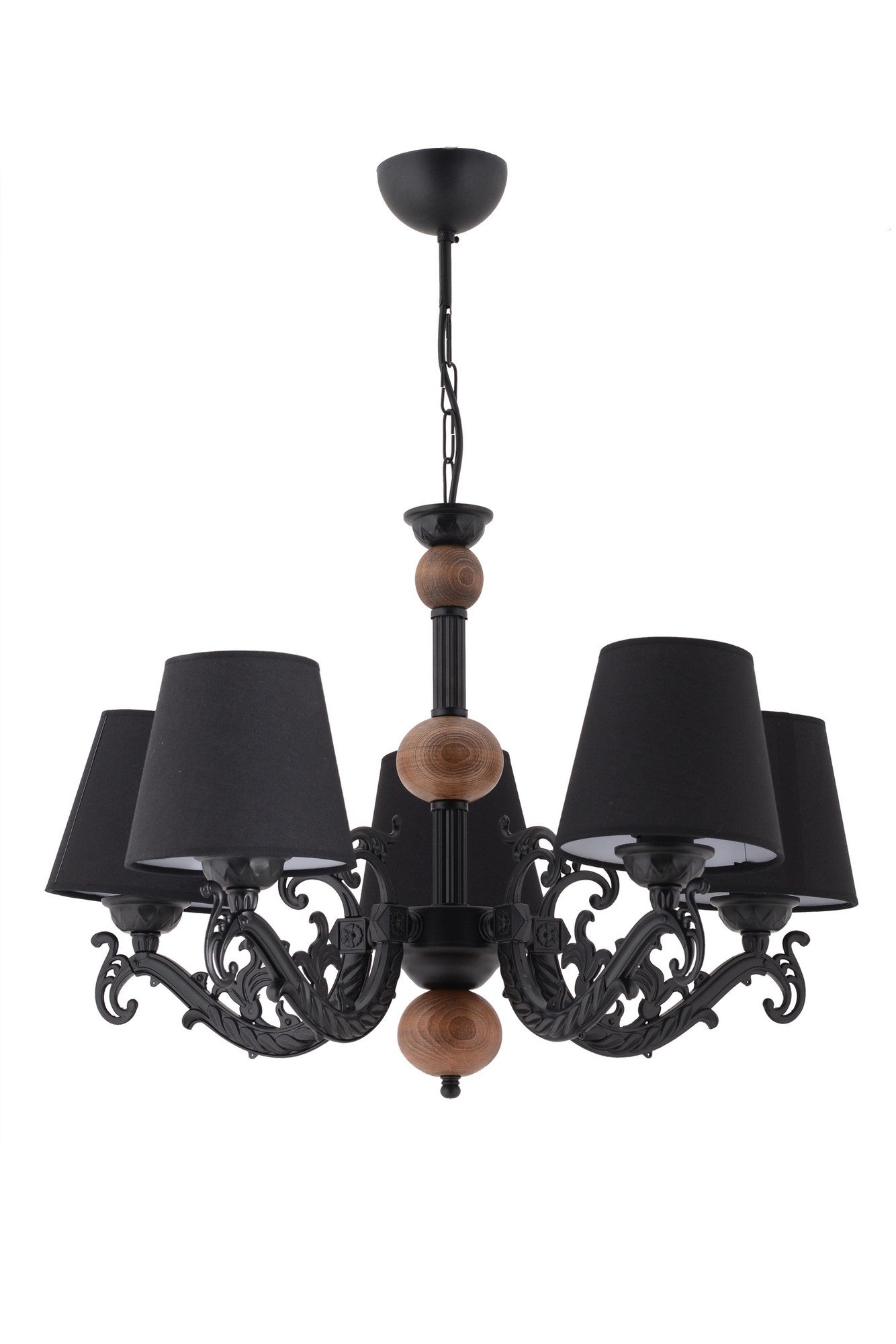 Candeeiro de Teto – 55 cm – Preto e Marrom – Metal