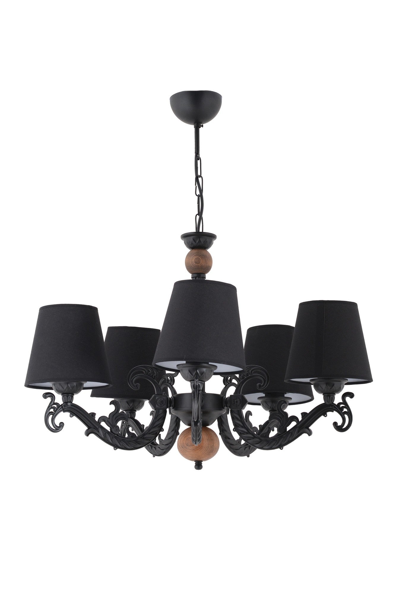 Candeeiro de Teto – 55 cm – Preto e Marrom – Metal