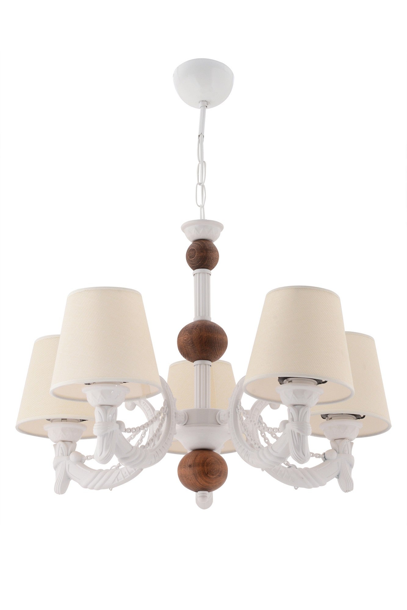 Candeeiro de Teto – 65 cm x 55 cm – Creme, Branco, Marrom – Metálico com Tampa de PVC