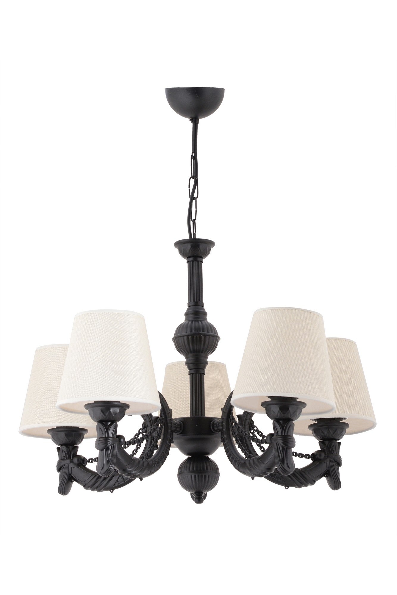 Candeeiro de Teto – 65 cm x 55 cm – Preto e Branco – Metal com PVC