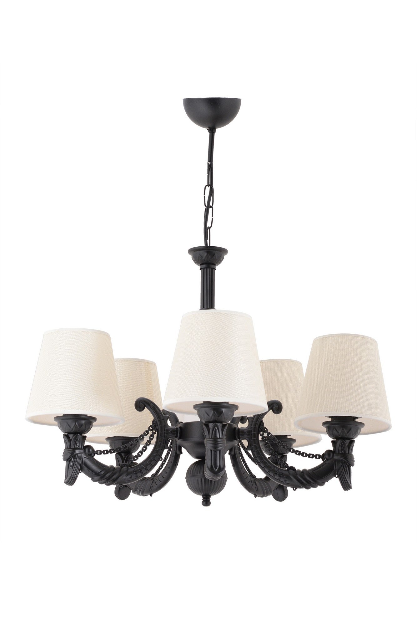 Candeeiro de Teto – 65 cm x 55 cm – Preto e Branco – Metal com PVC