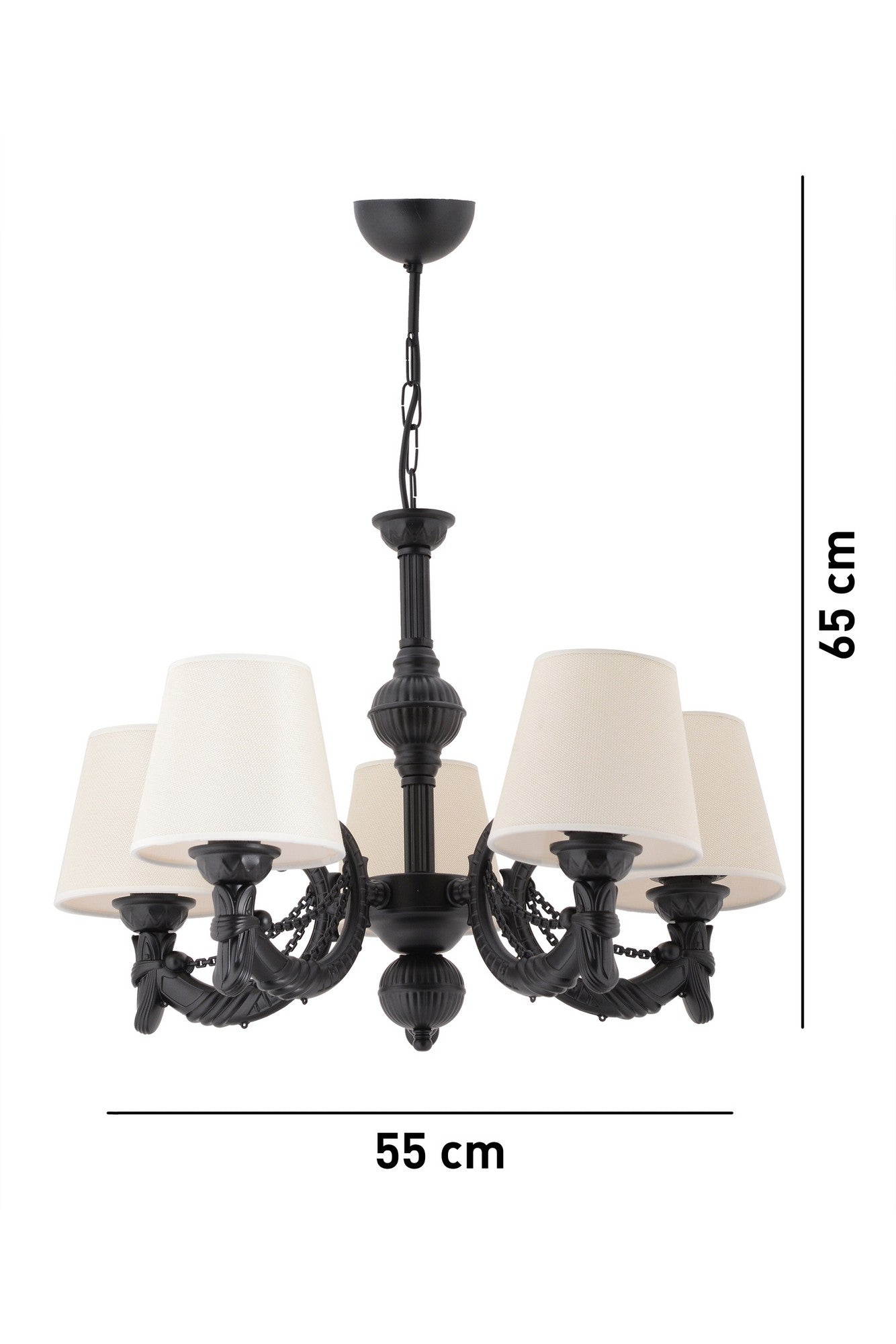 Candeeiro de Teto – 65 cm x 55 cm – Preto e Branco – Metal com PVC