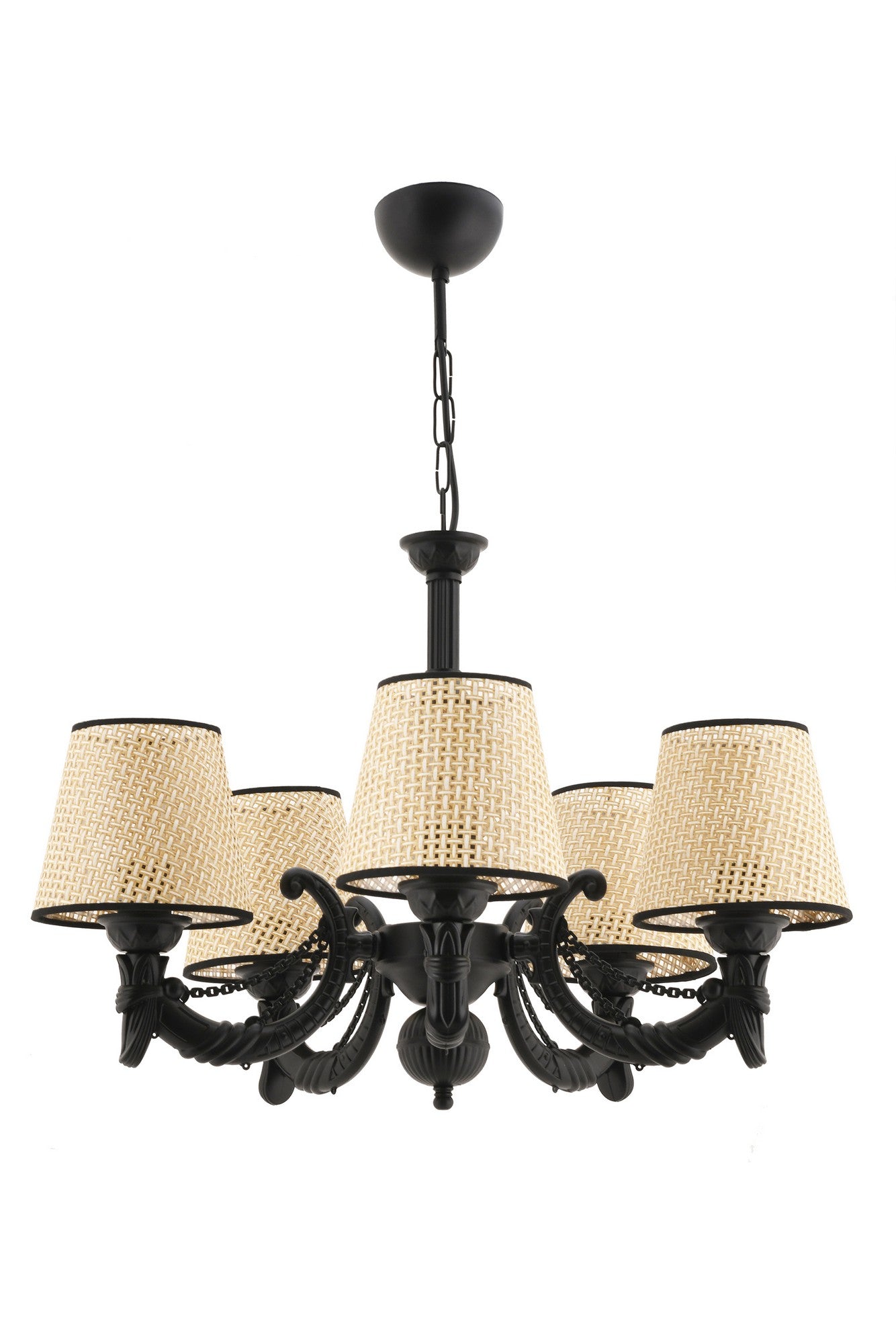 Candeeiro de Teto – 65 cm – Preto e Natural – Metal