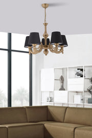 Candeeiro de Teto – 65 cm – Preto e Dourado – Metal