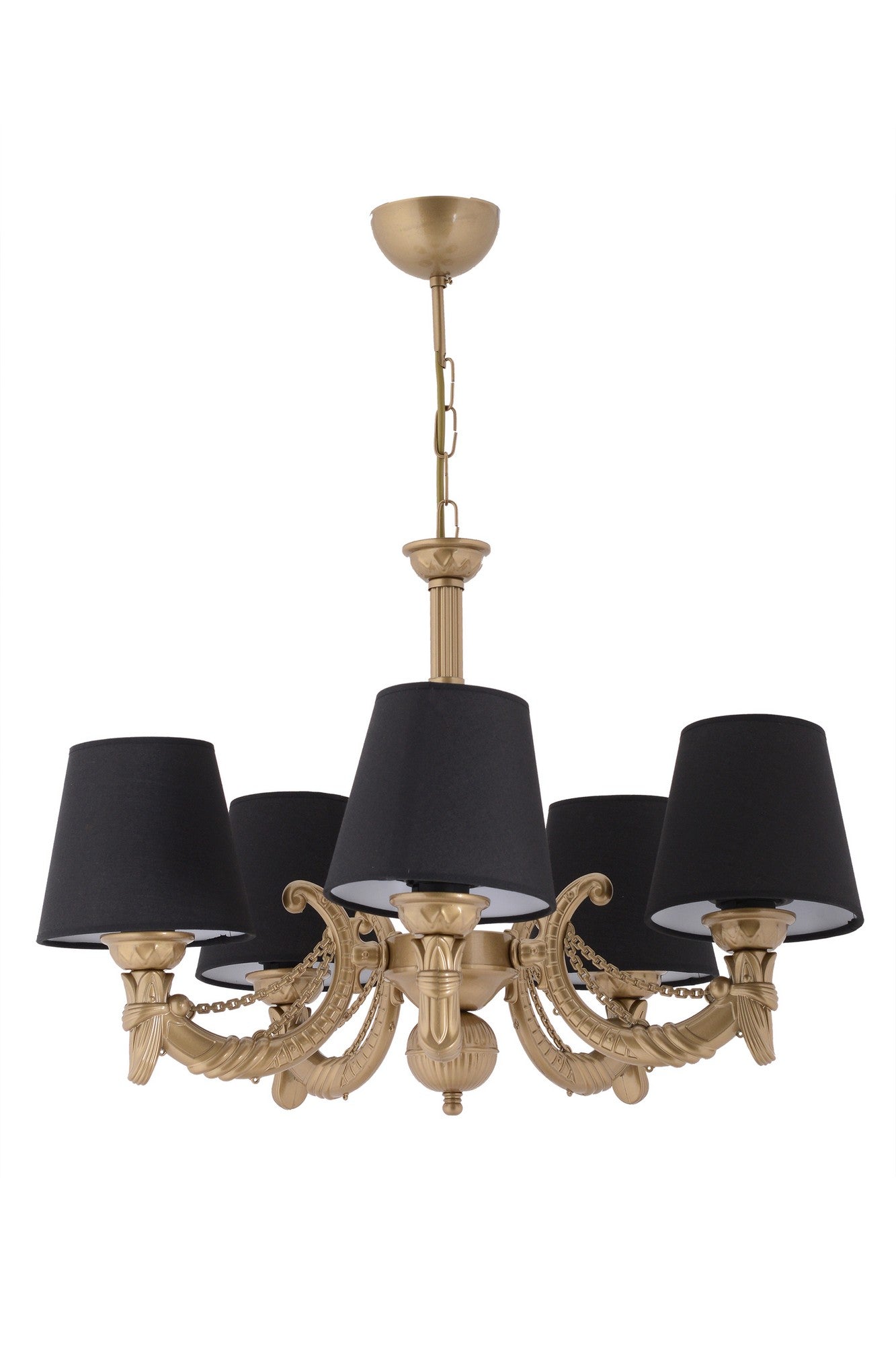 Candeeiro de Teto – 65 cm – Preto e Dourado – Metal