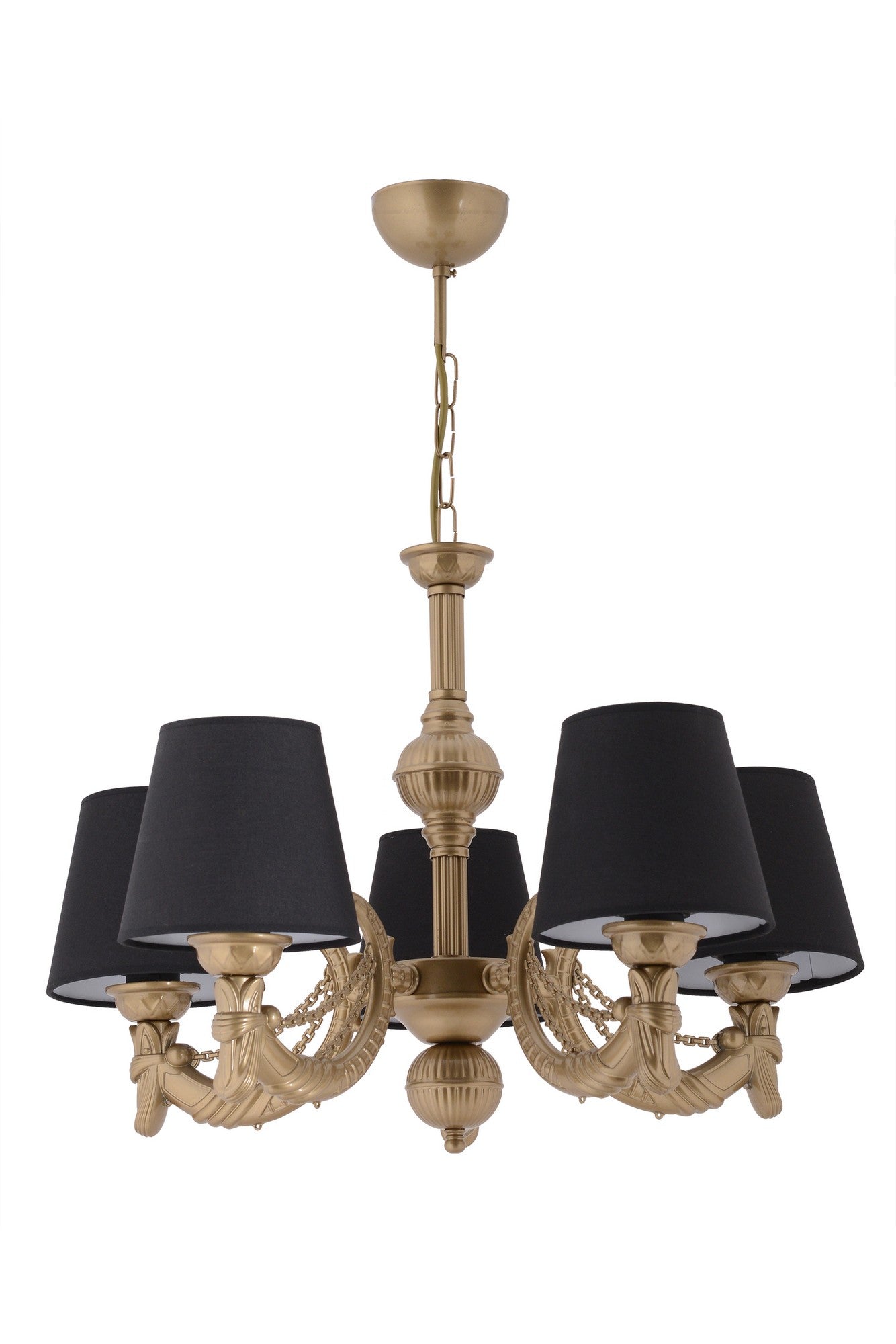 Candeeiro de Teto – 65 cm – Preto e Dourado – Metal