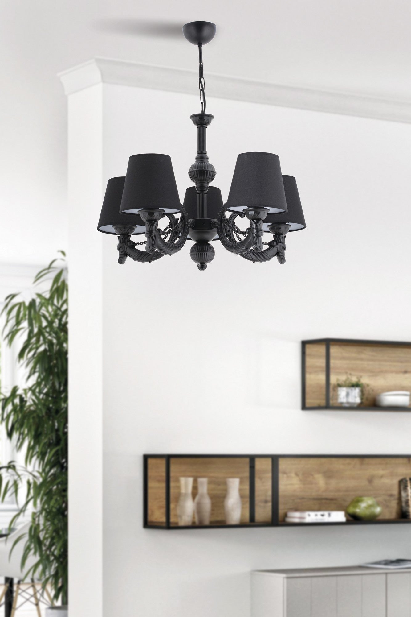 Candeeiro de Teto – 65 cm – Preto – Metal
