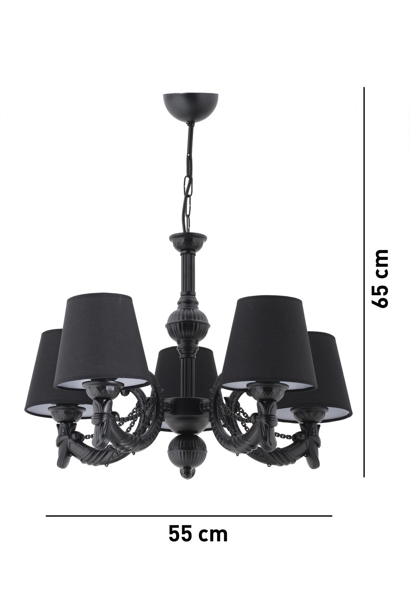 Candeeiro de Teto – 65 cm – Preto – Metal