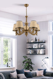 Candeeiro de Teto – 65 cm – Natural e Ouro – Metal